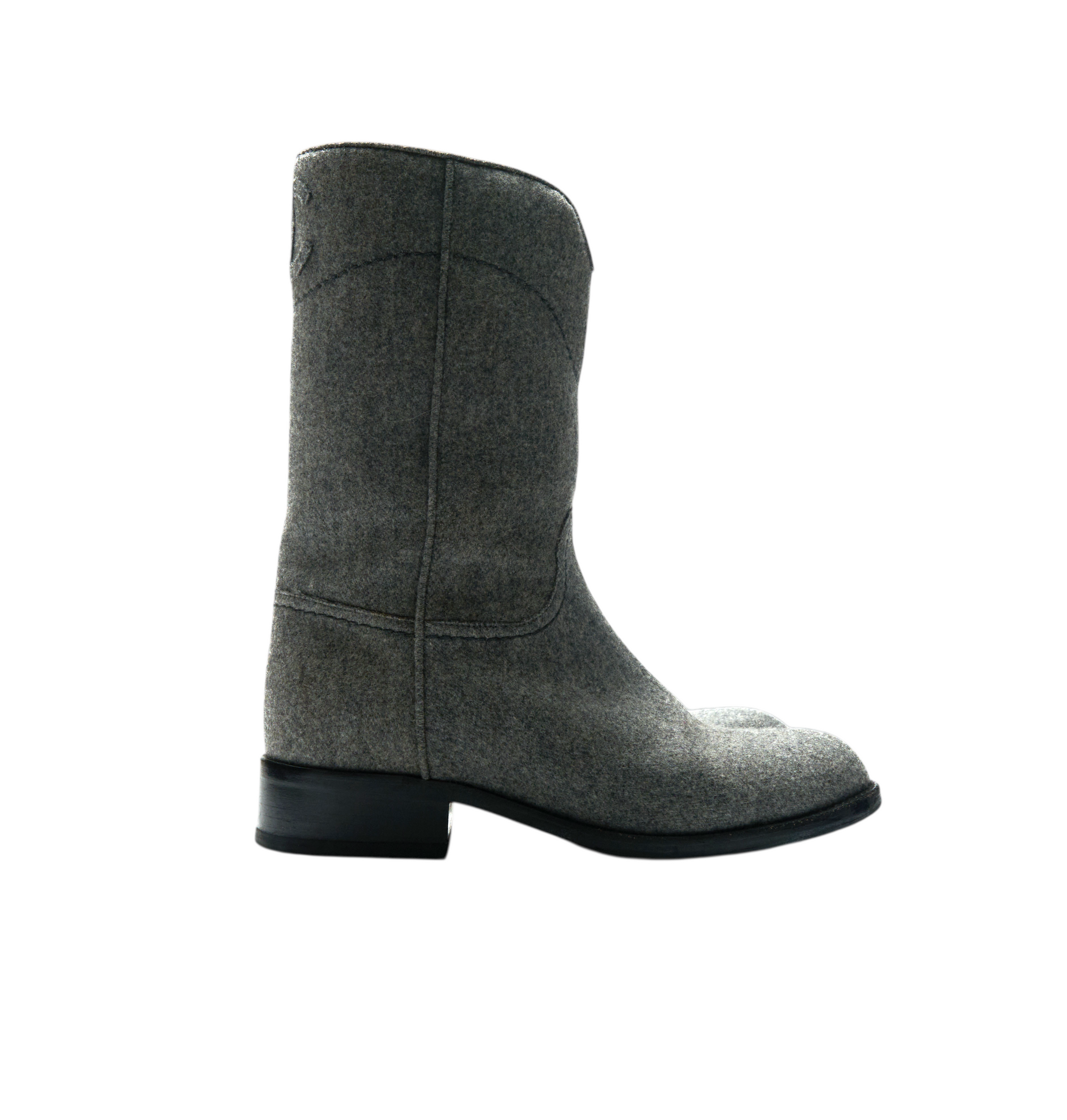 chanel 2000s gray cowboy boots