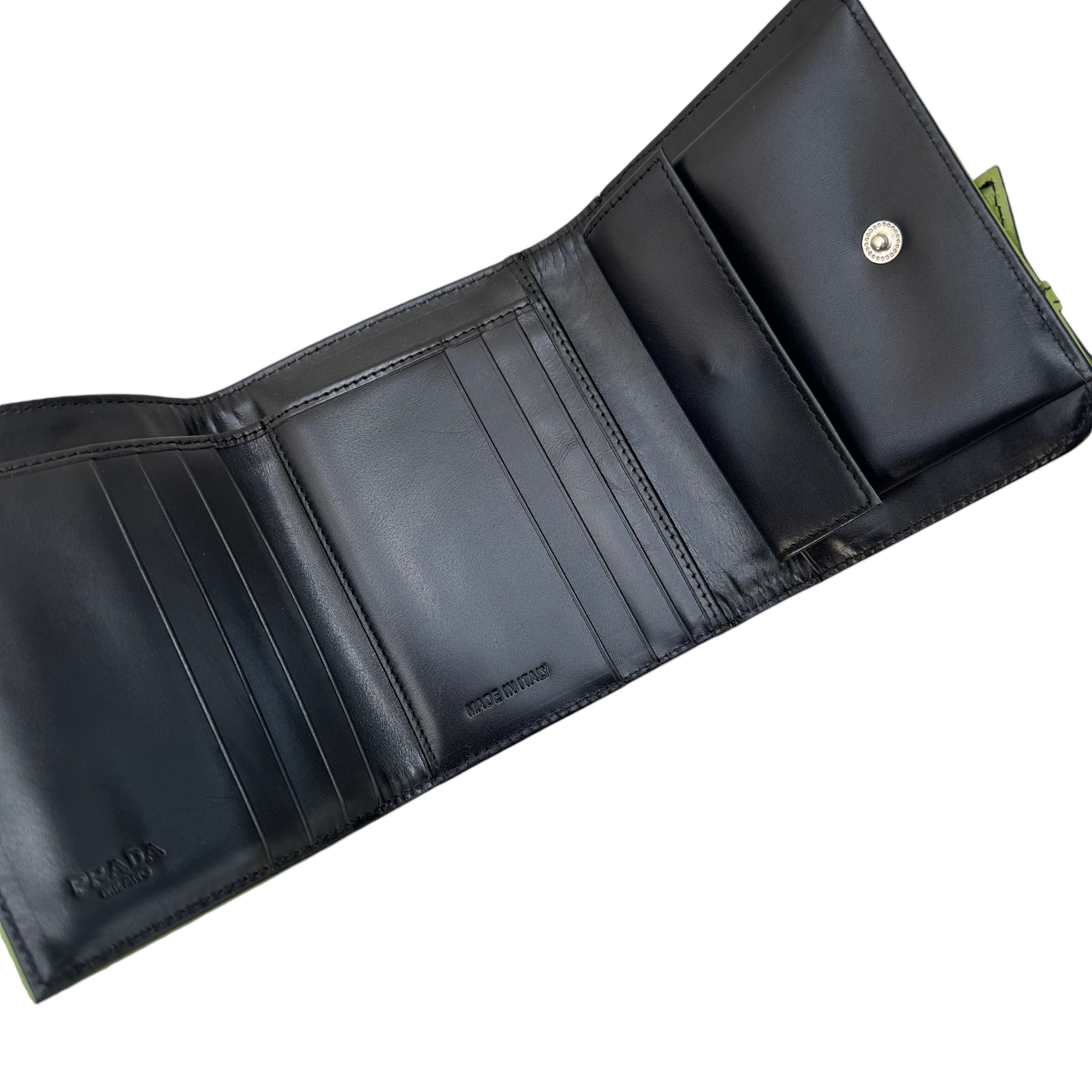 prada 2000s black bow wallet