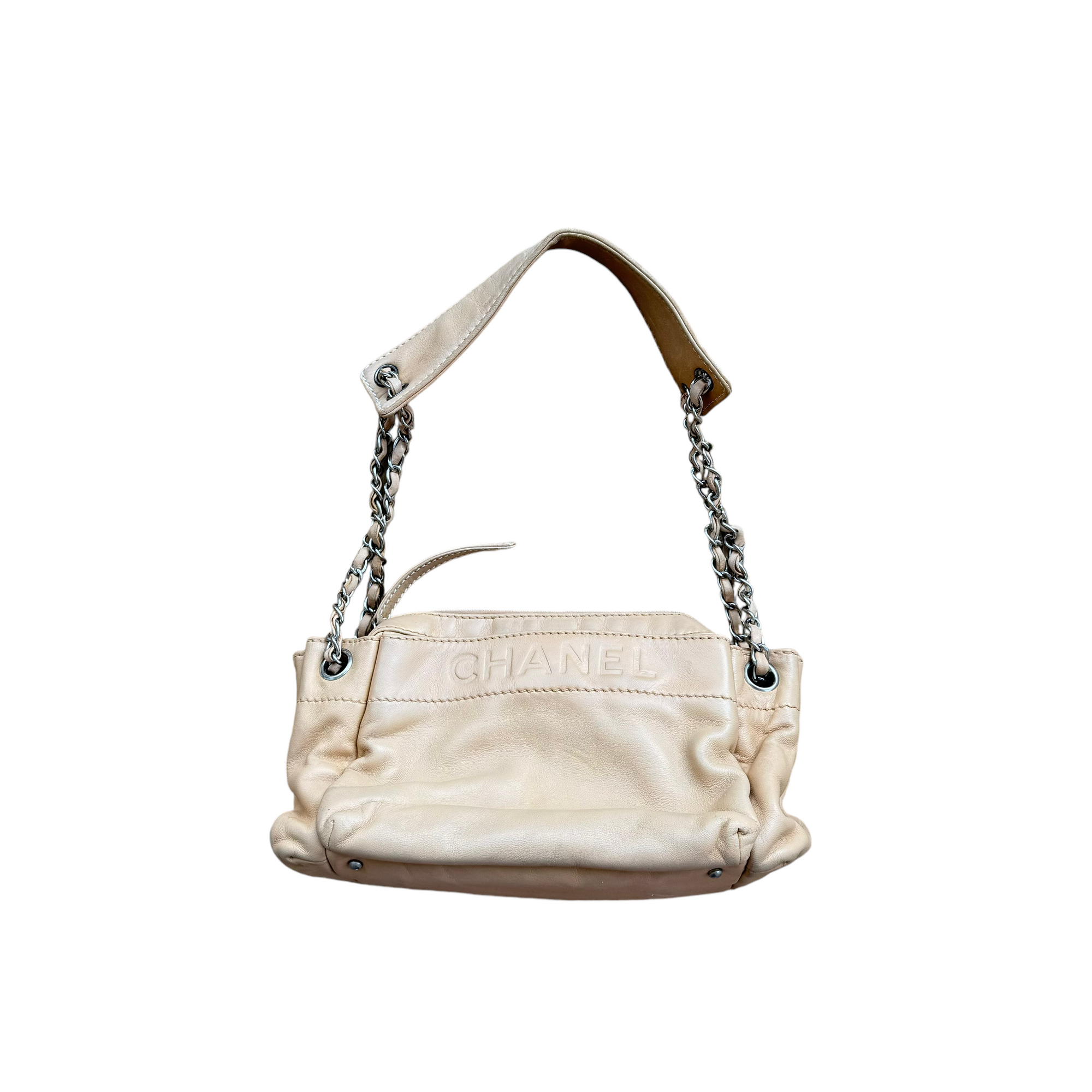 chanel 2000s beige shoulder bag