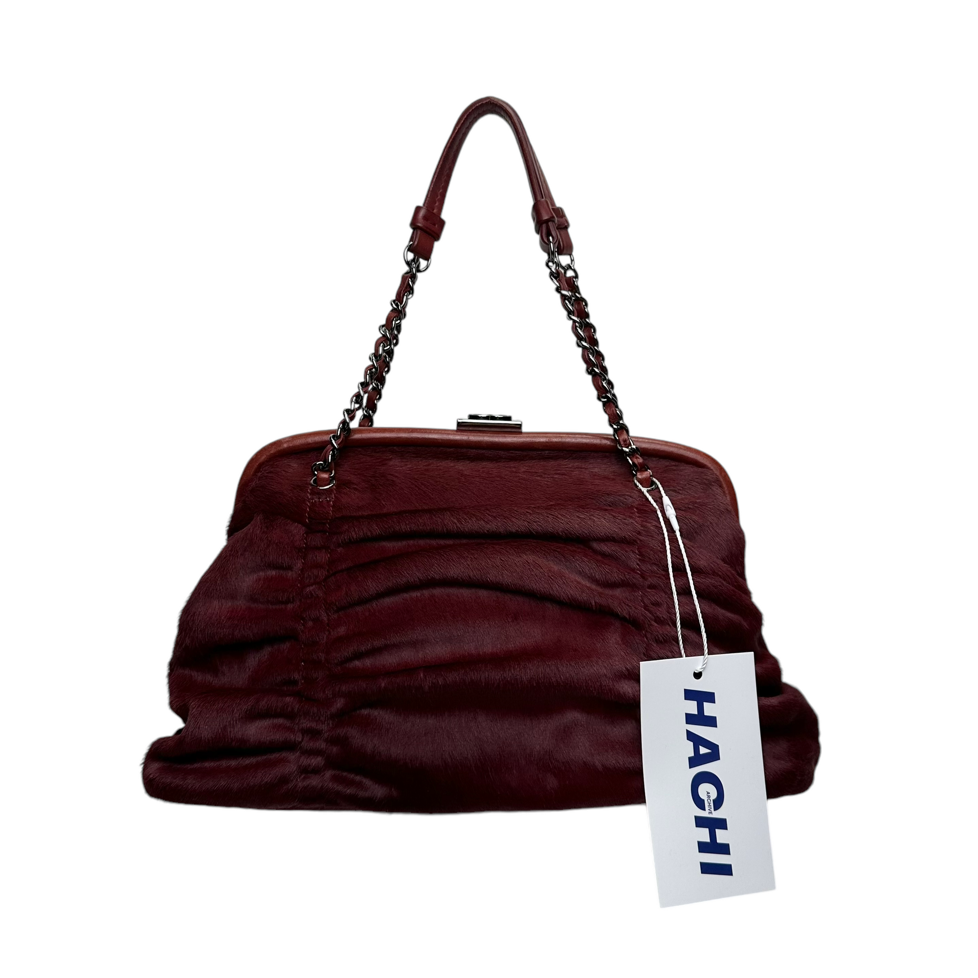 chanel 2000s burgundy red shoulder bag