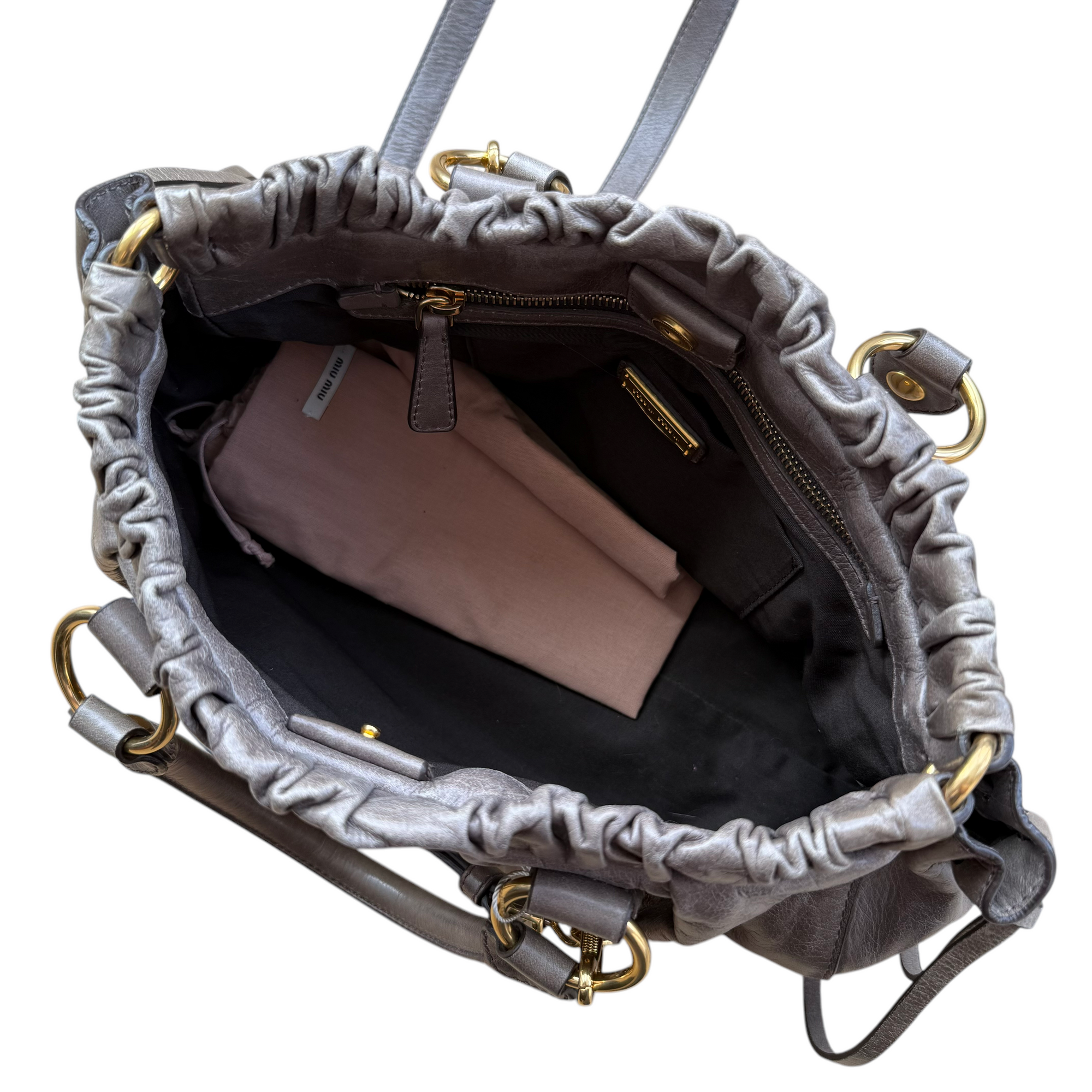 miu miu gray vitello bag