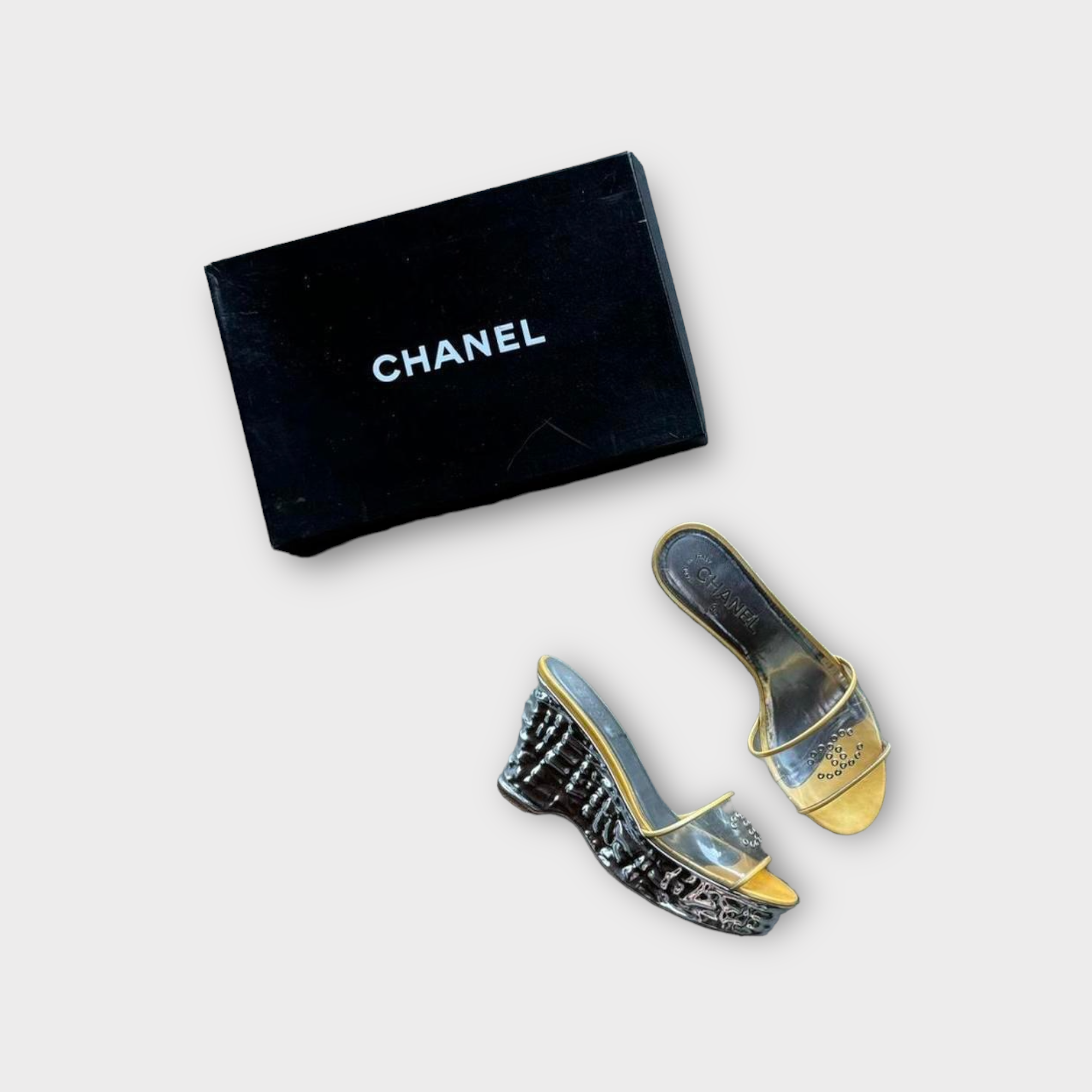 chanel 2000s platform wedge sandal