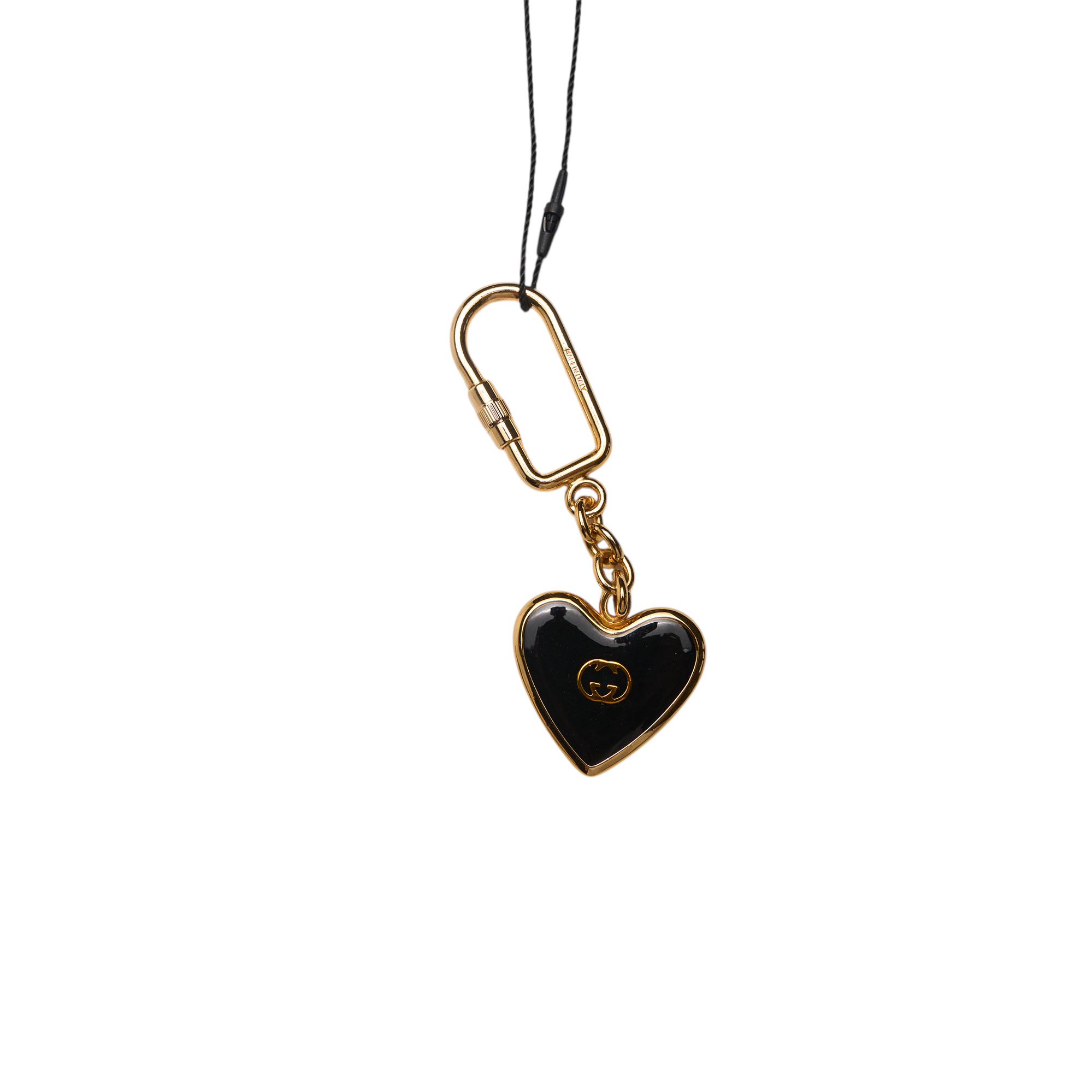 gucci gold and black heart keychain