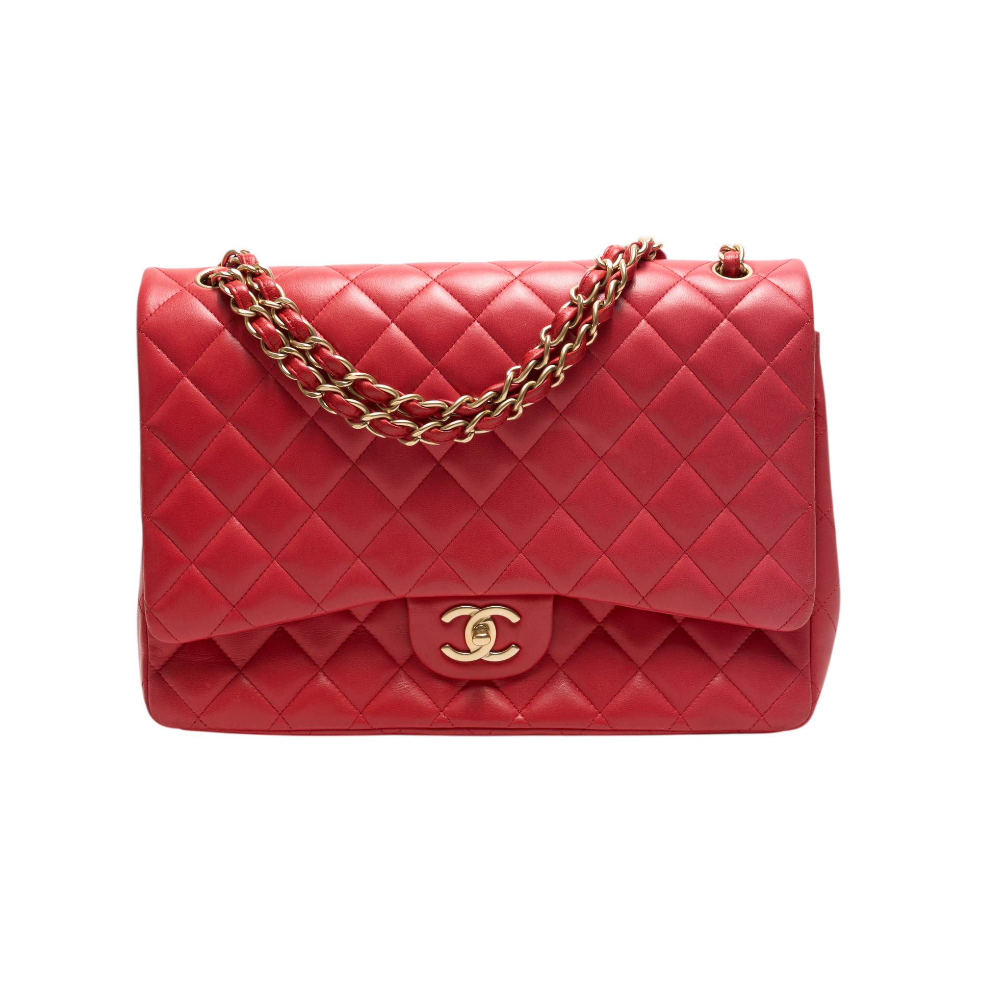 chanel red xl classic flap bag