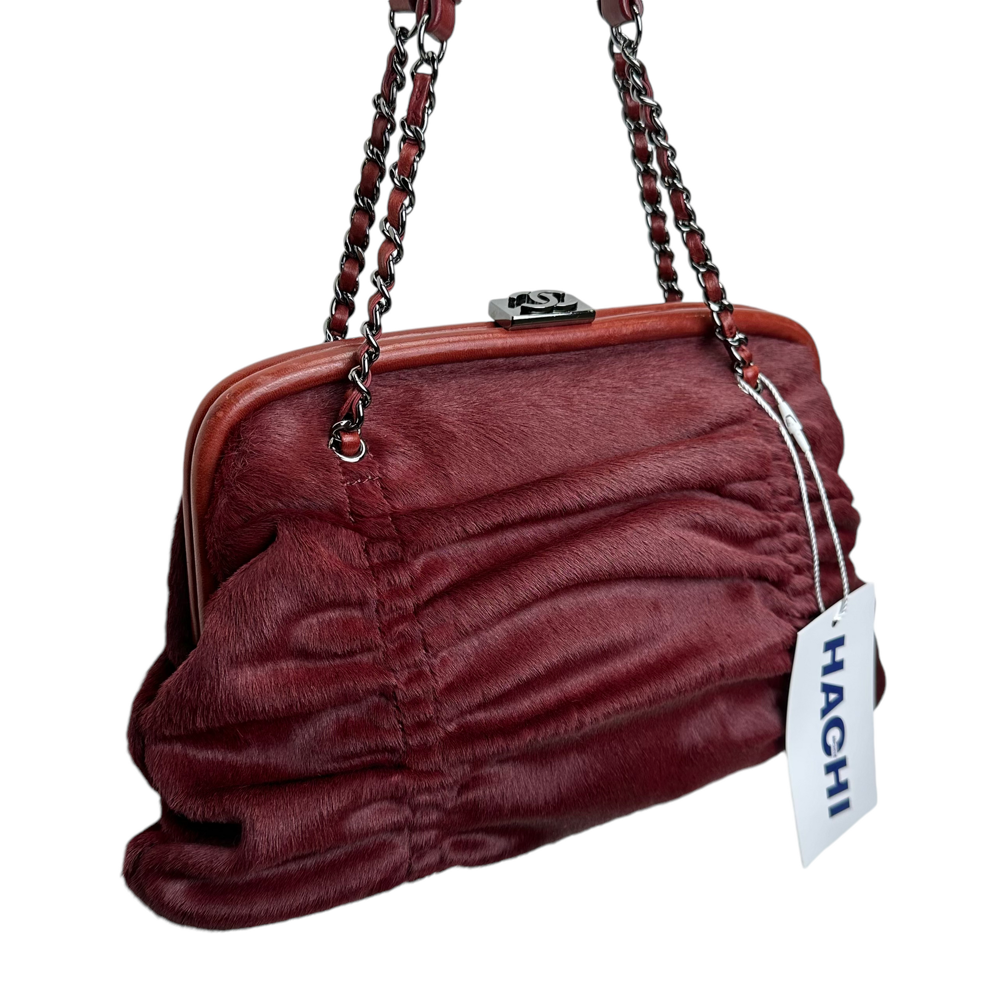 chanel 2000s burgundy red shoulder bag