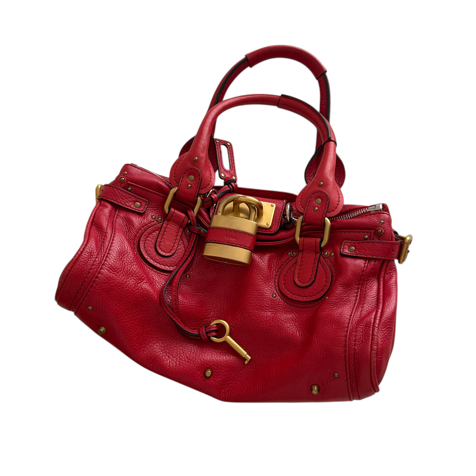 chloé 2000s red paddington bag