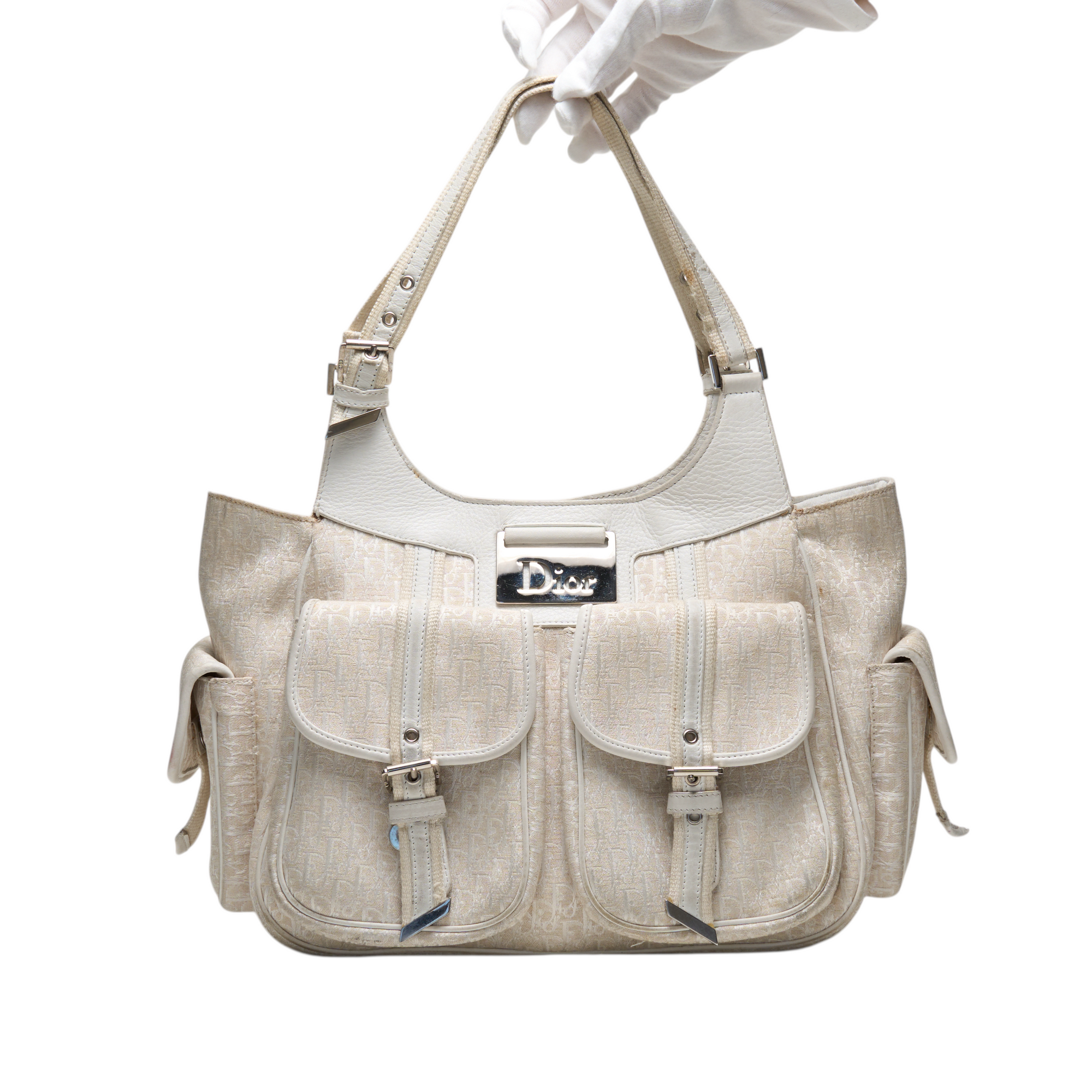 christian dior 2000s white trotter bag