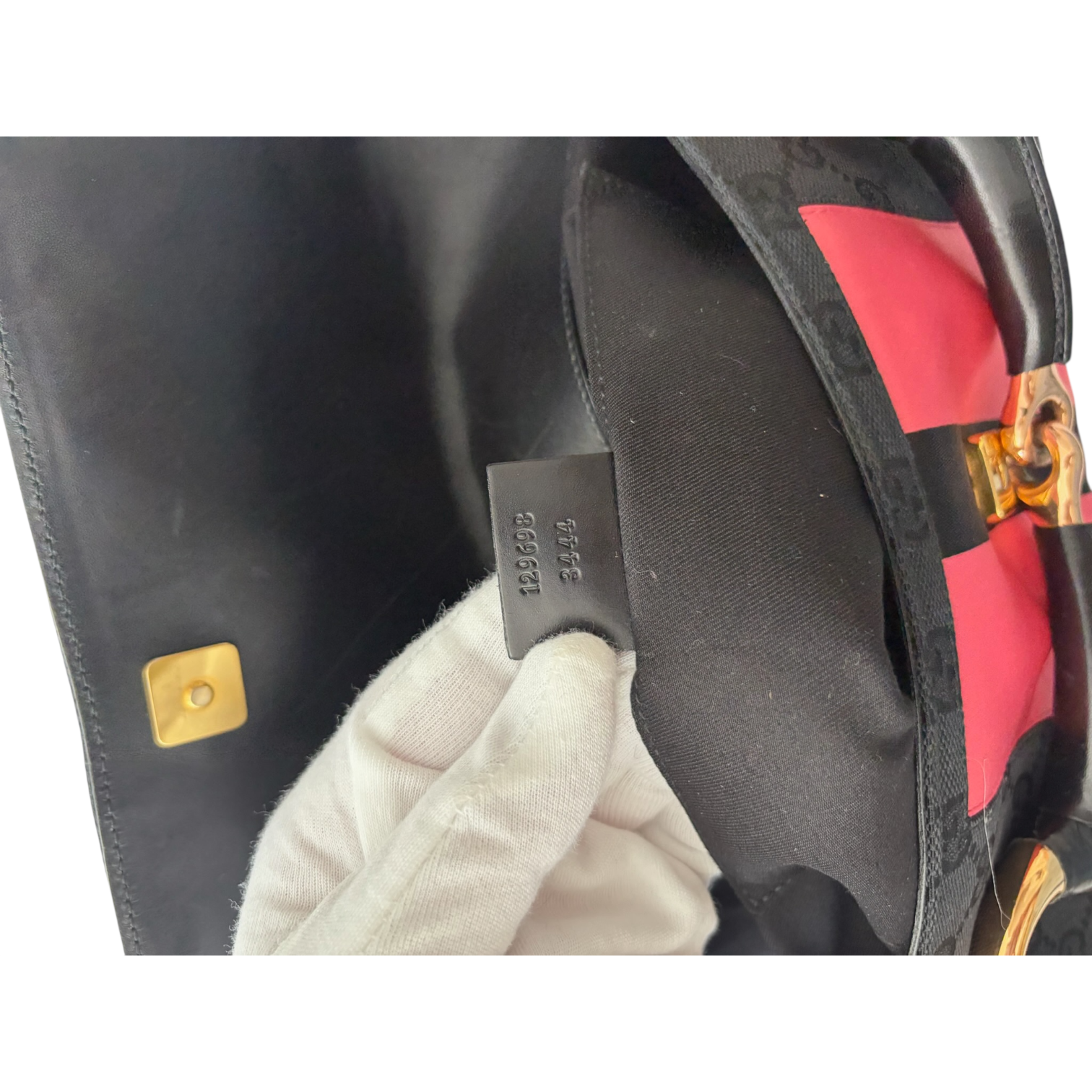 gucci 2000s black and pink horsebit bag