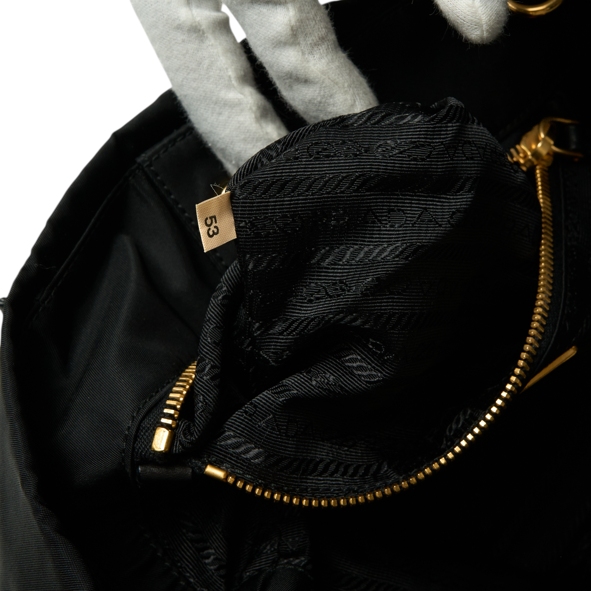 prada black nylon hand bag