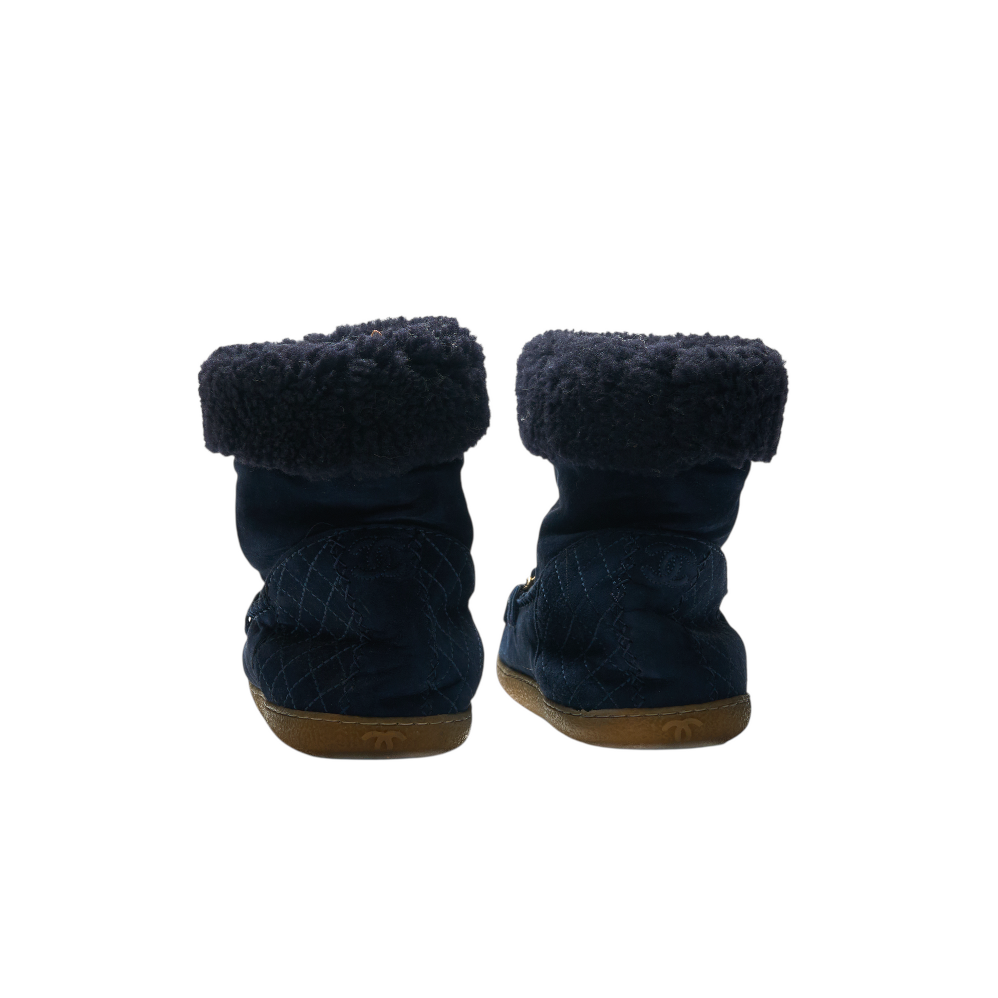 chanel 2000s navy blue boots