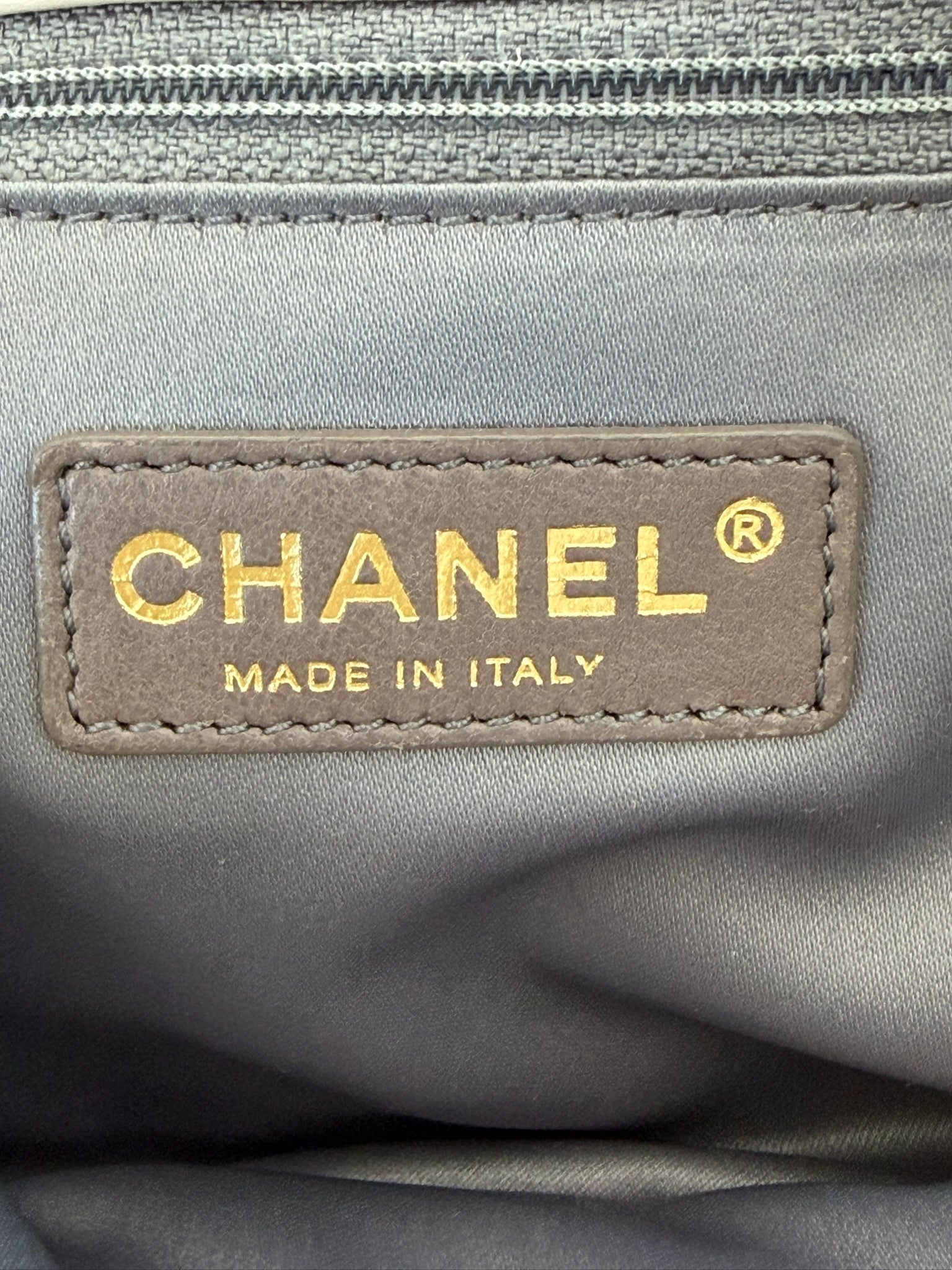 chanel 2010s gray stitched flap bag