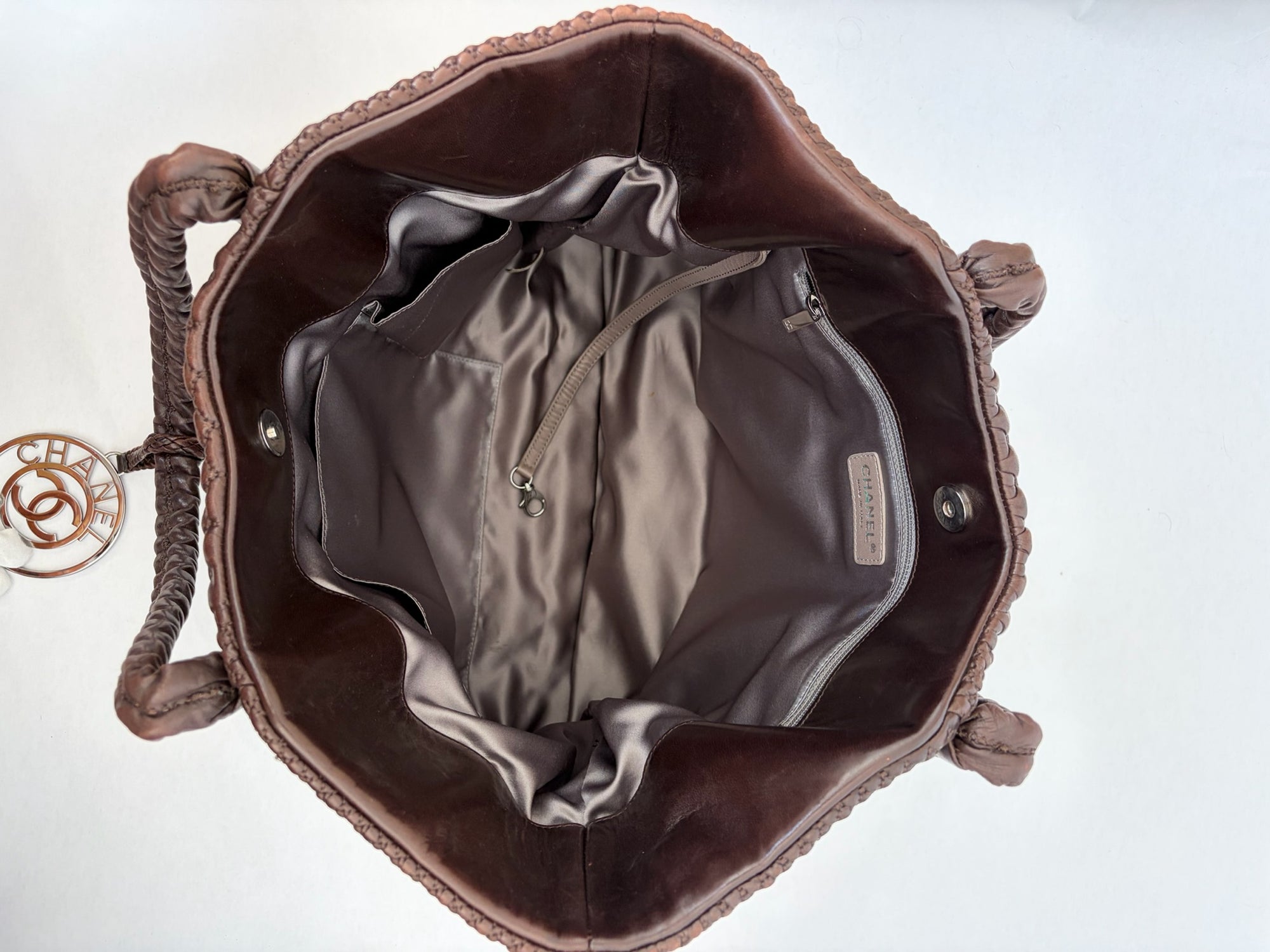 chanel 2000s brown bubble tote bag