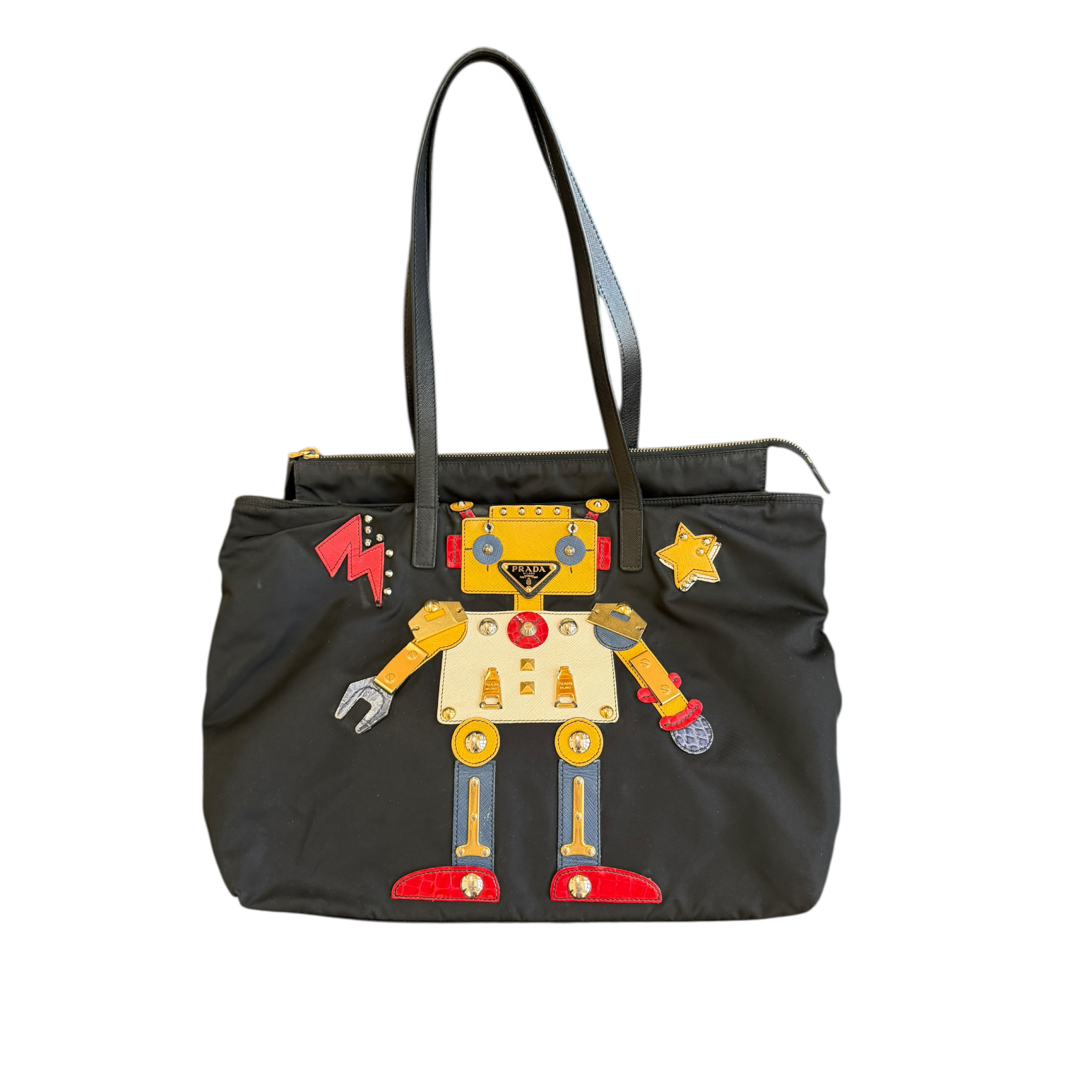 prada 2000s robot tote bag