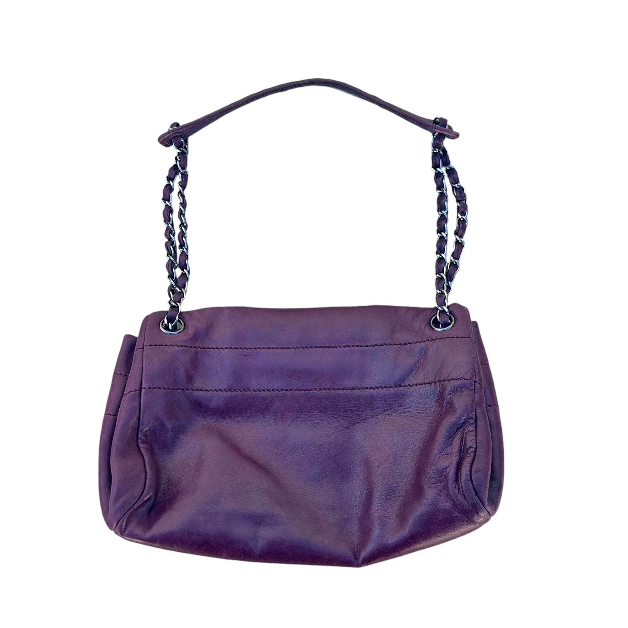 chanel 2000s purple shoulder bag