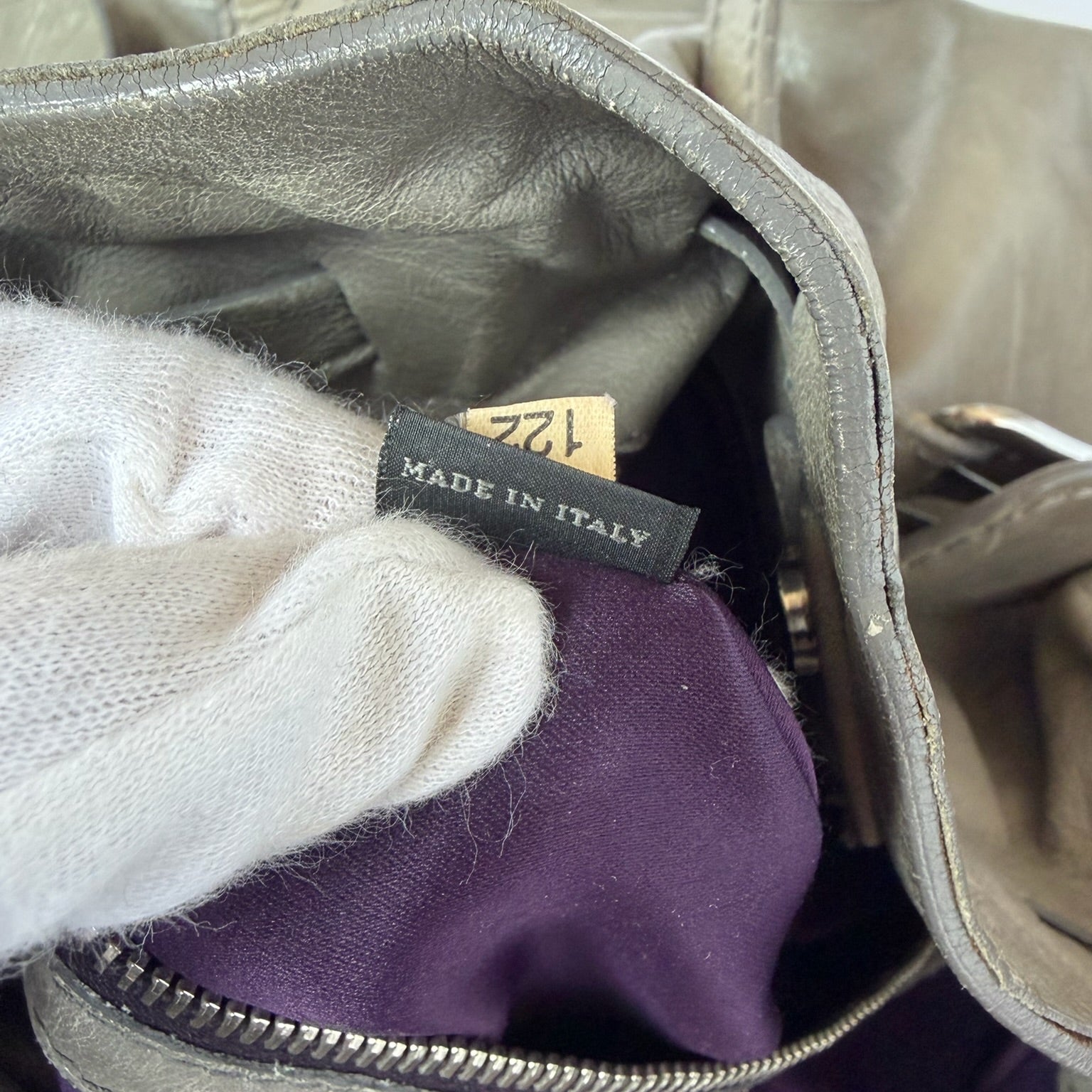 miu miu 2000s gray ruched shoulder bag