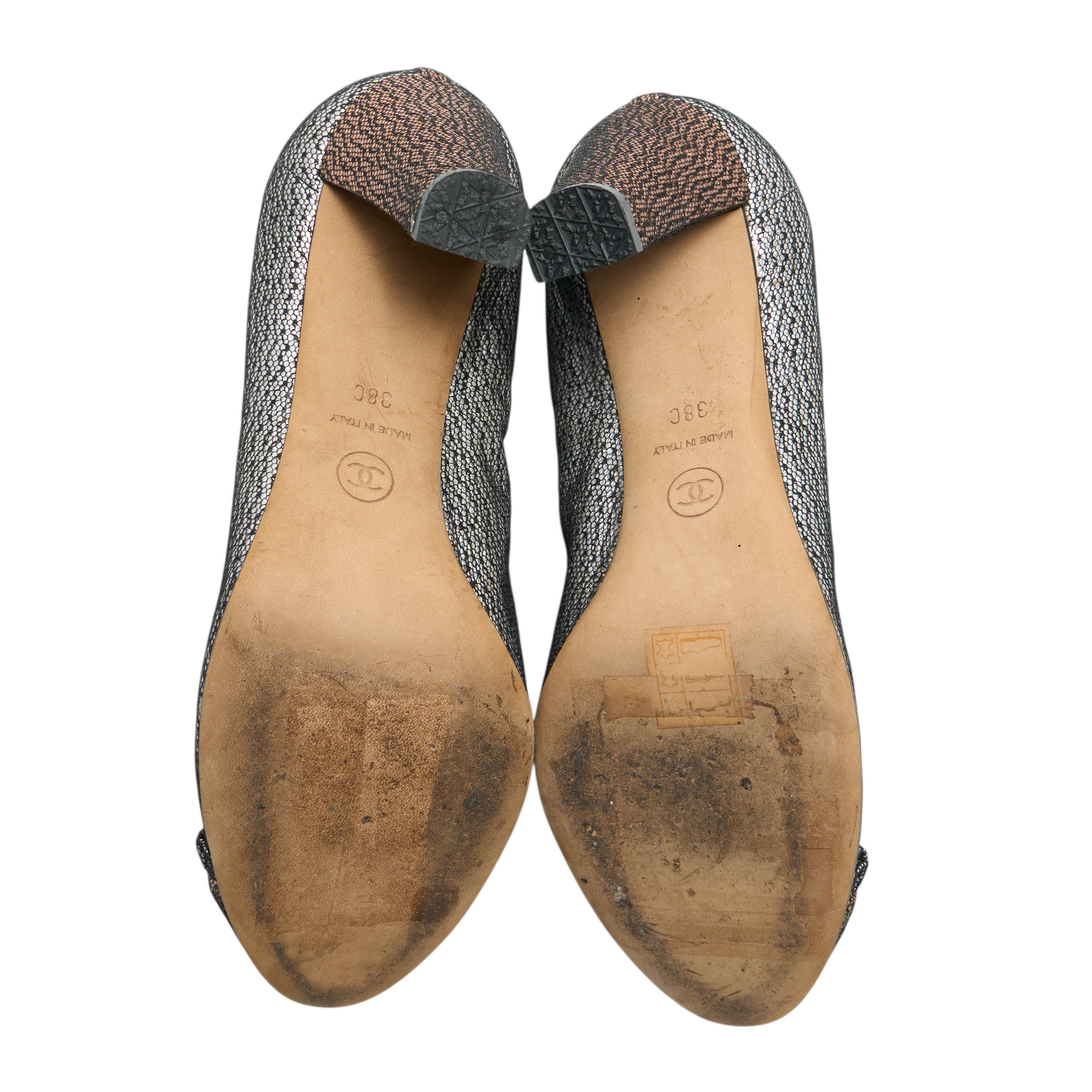 chanel 2000s metallic ballerina heels