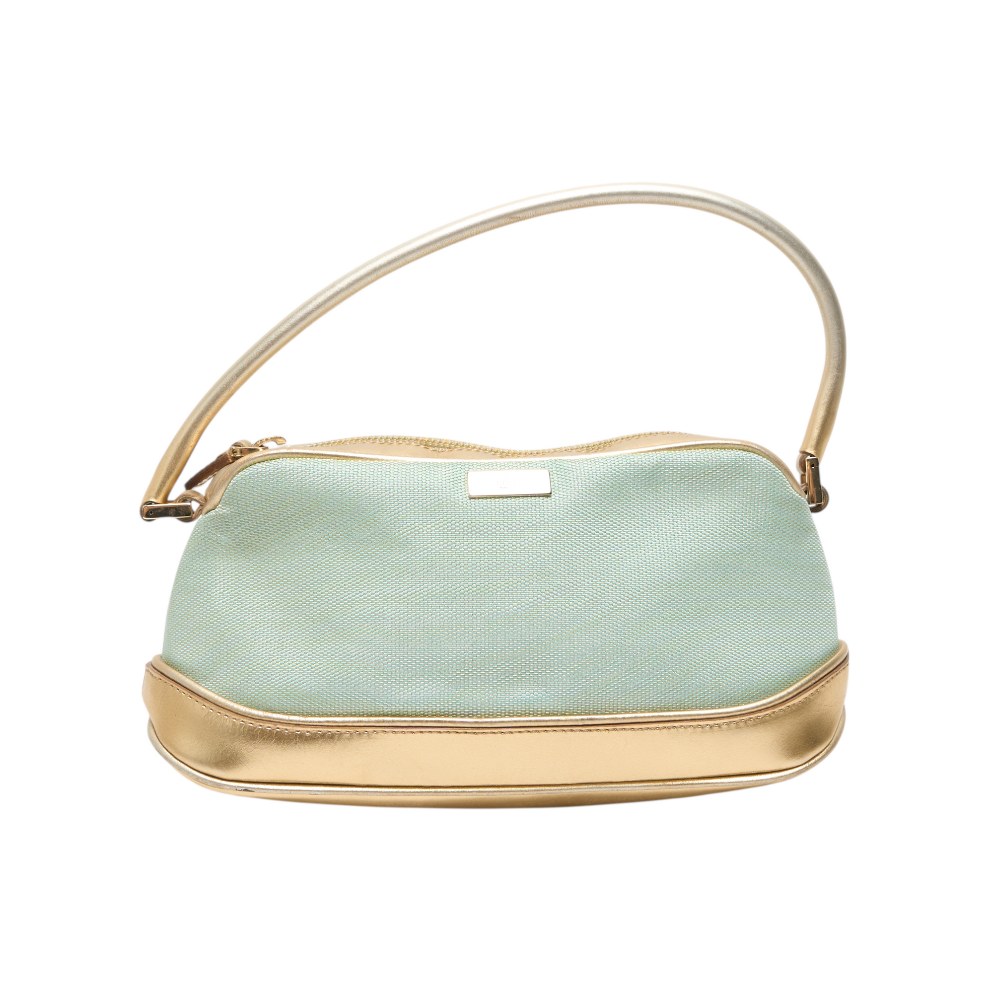 gucci 2000s turquoise and gold mini bag