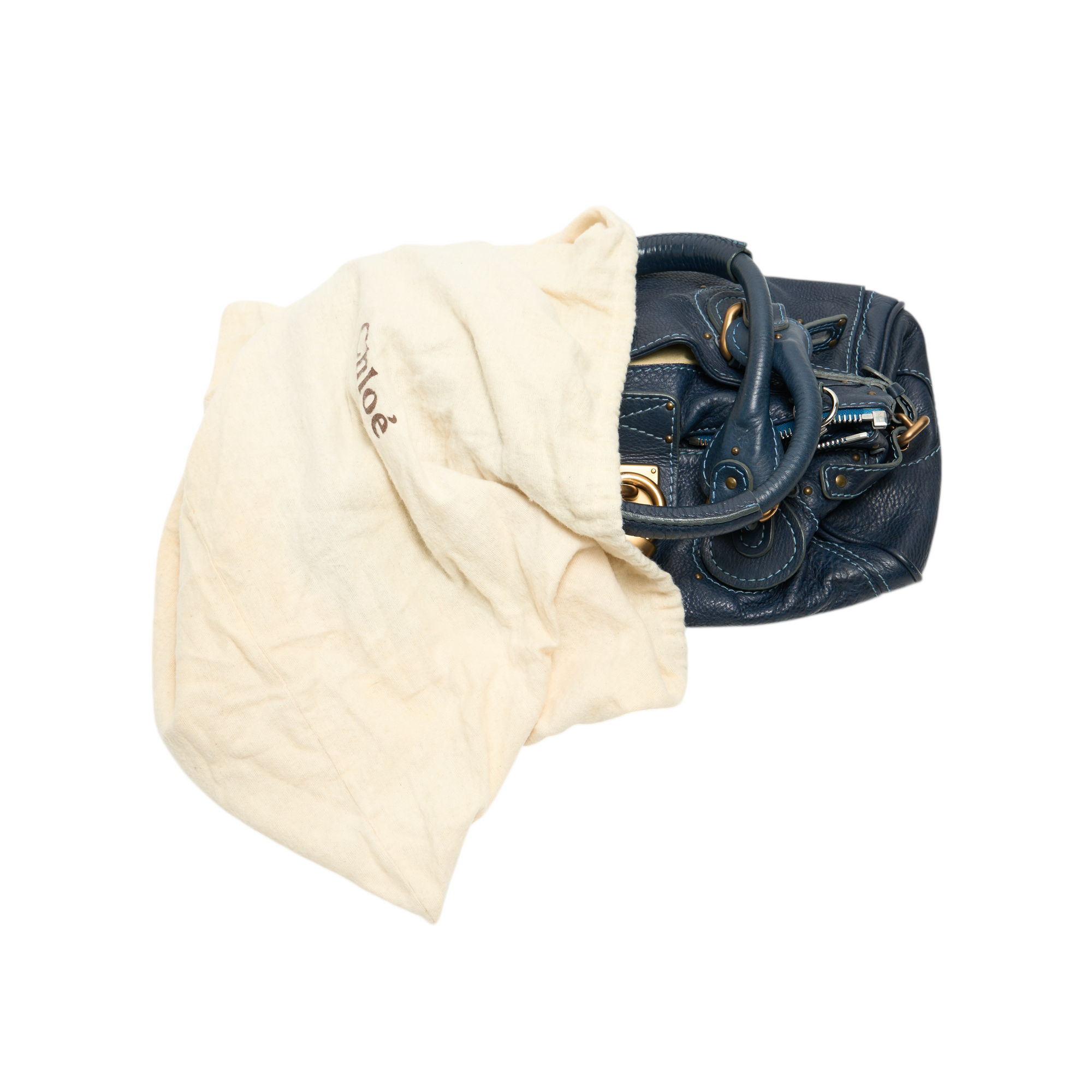 chloé 2000s navy blue paddington bag