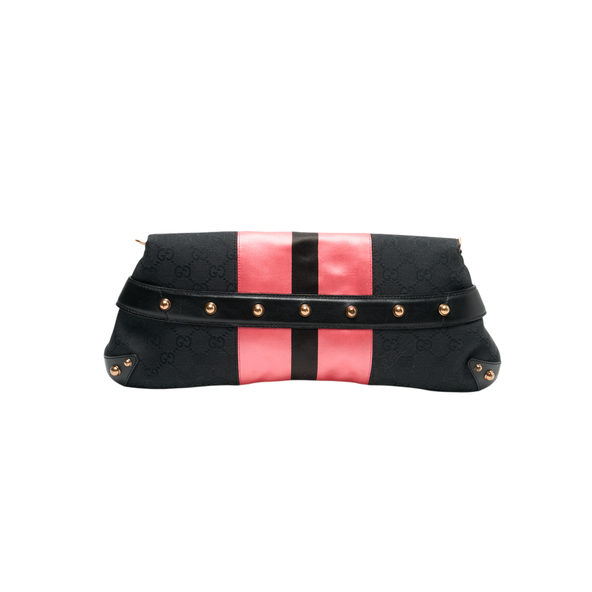 gucci 2000s black and pink horsebit bag