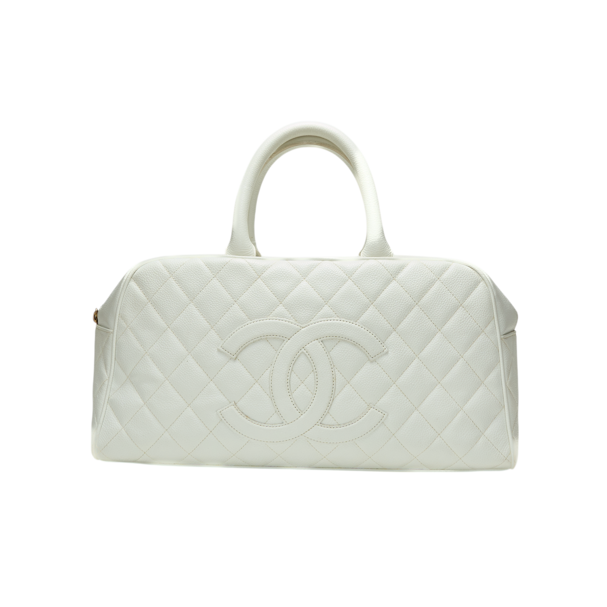 chanel 2003 white bowling bag