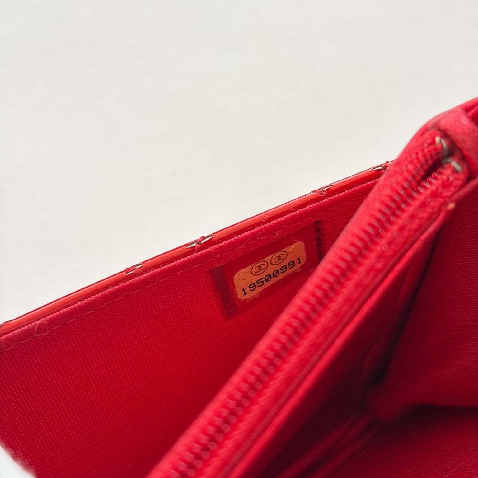 chanel patent red wallet on chain bag