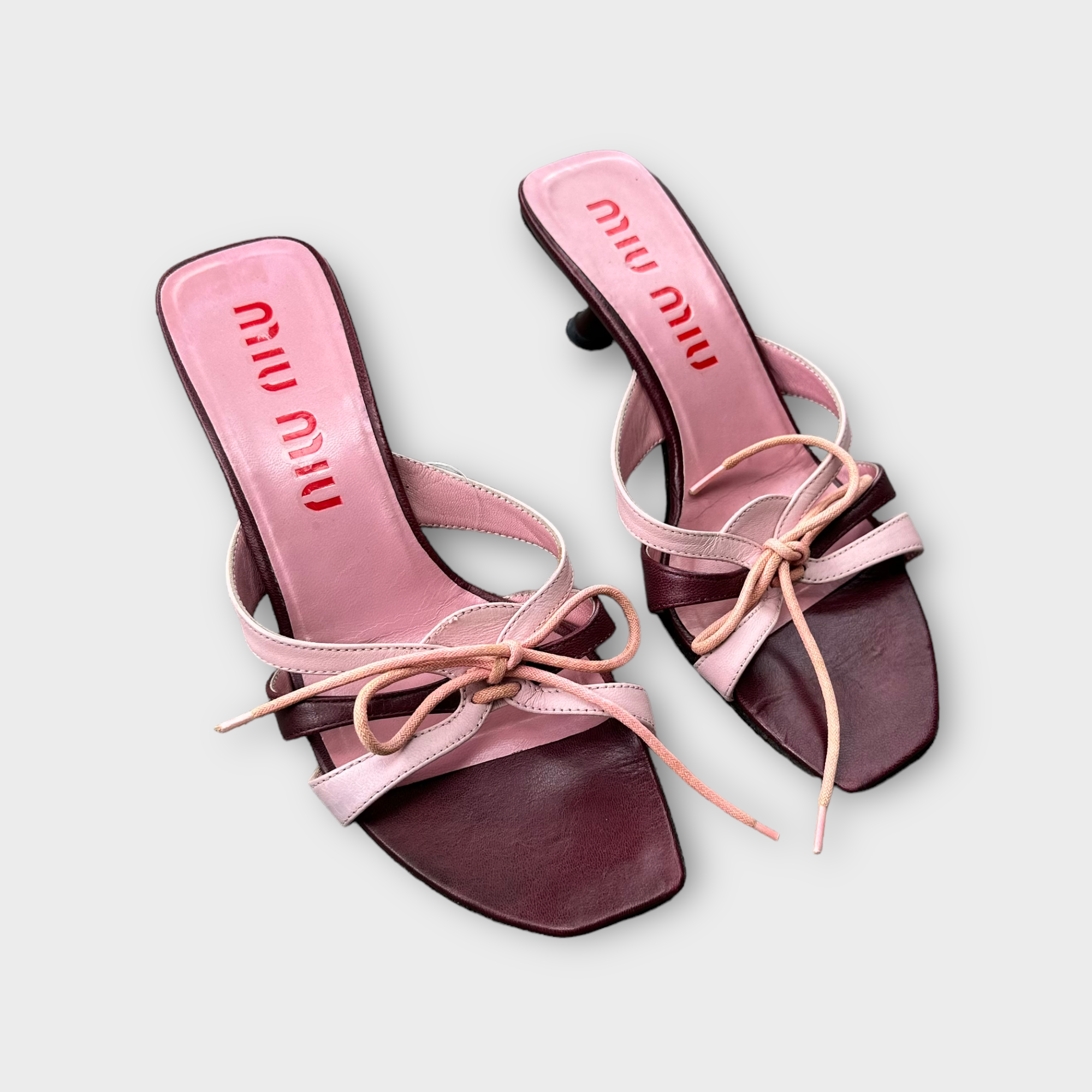 miu miu 2000s pink bow kitten heels