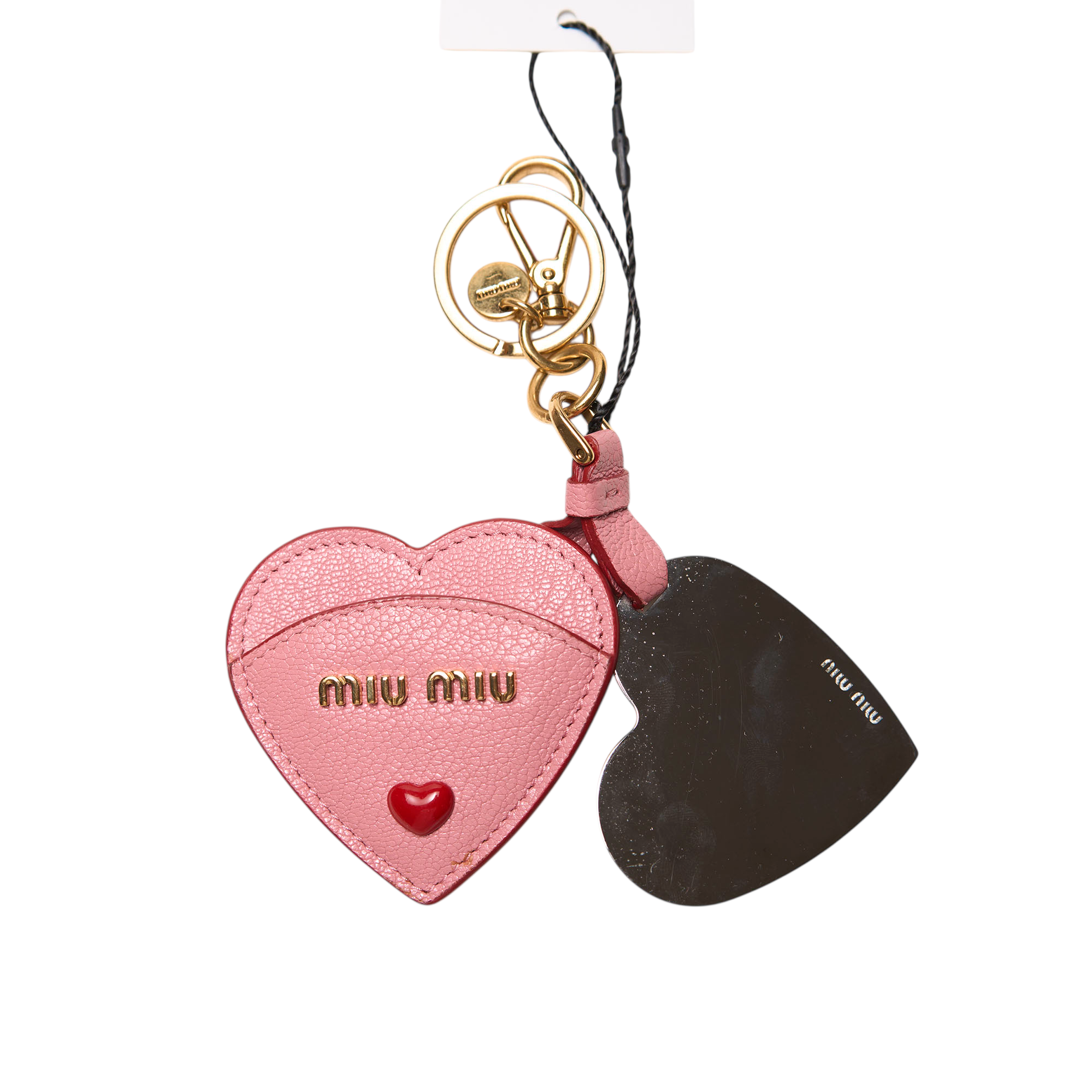miu miu pink heart bag charm