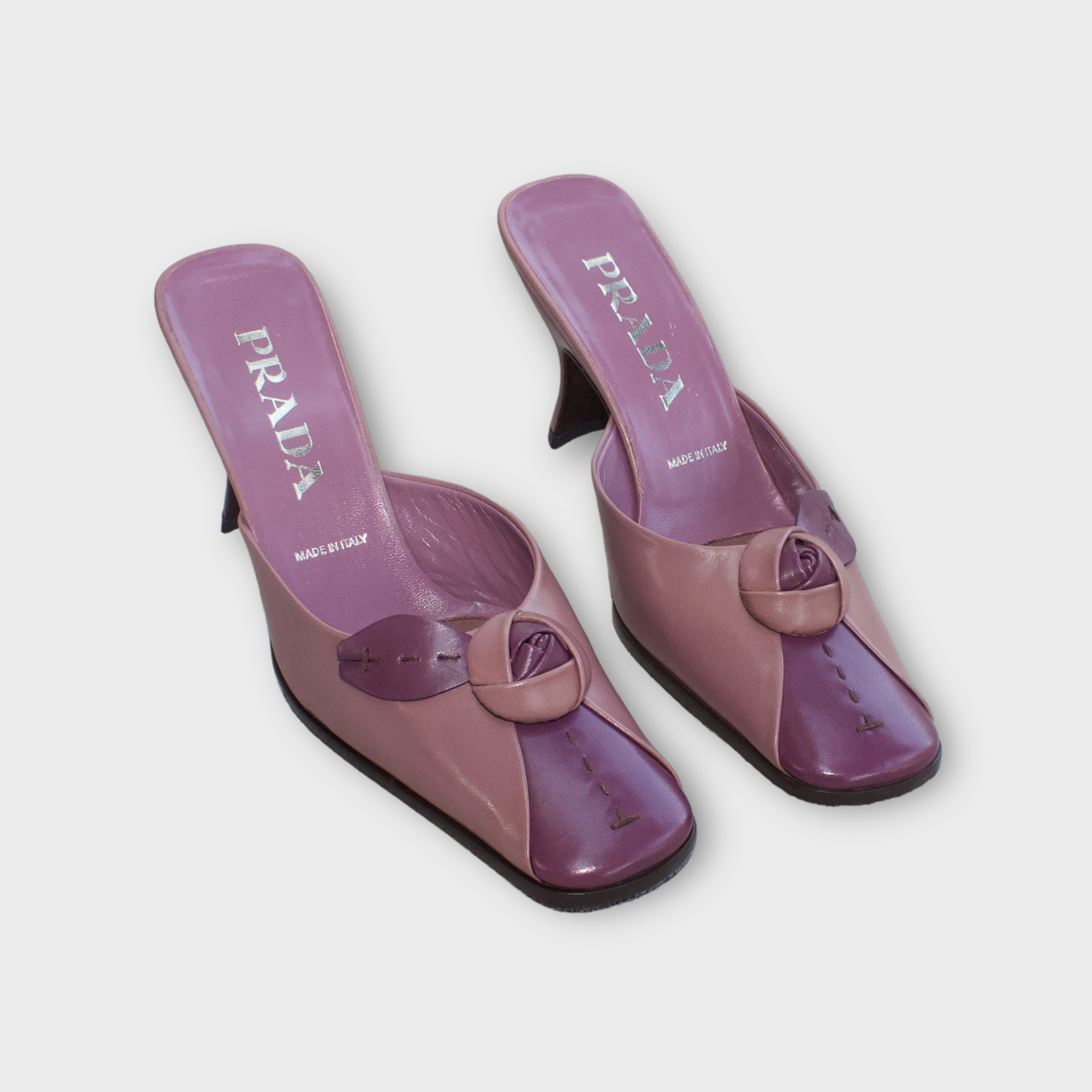 prada purple rose kitten heels