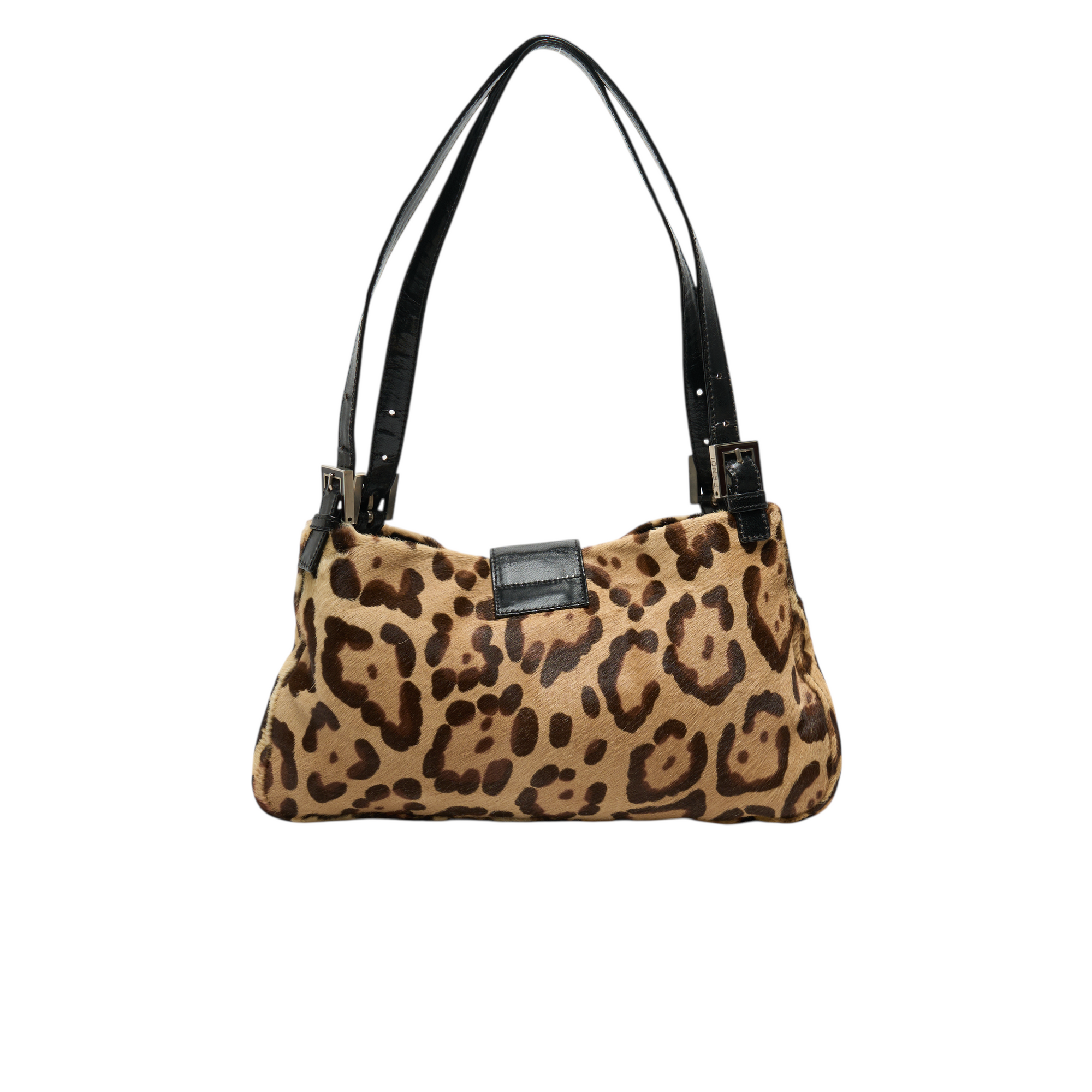 fendi 2000s leopard pony hair baguette bag
