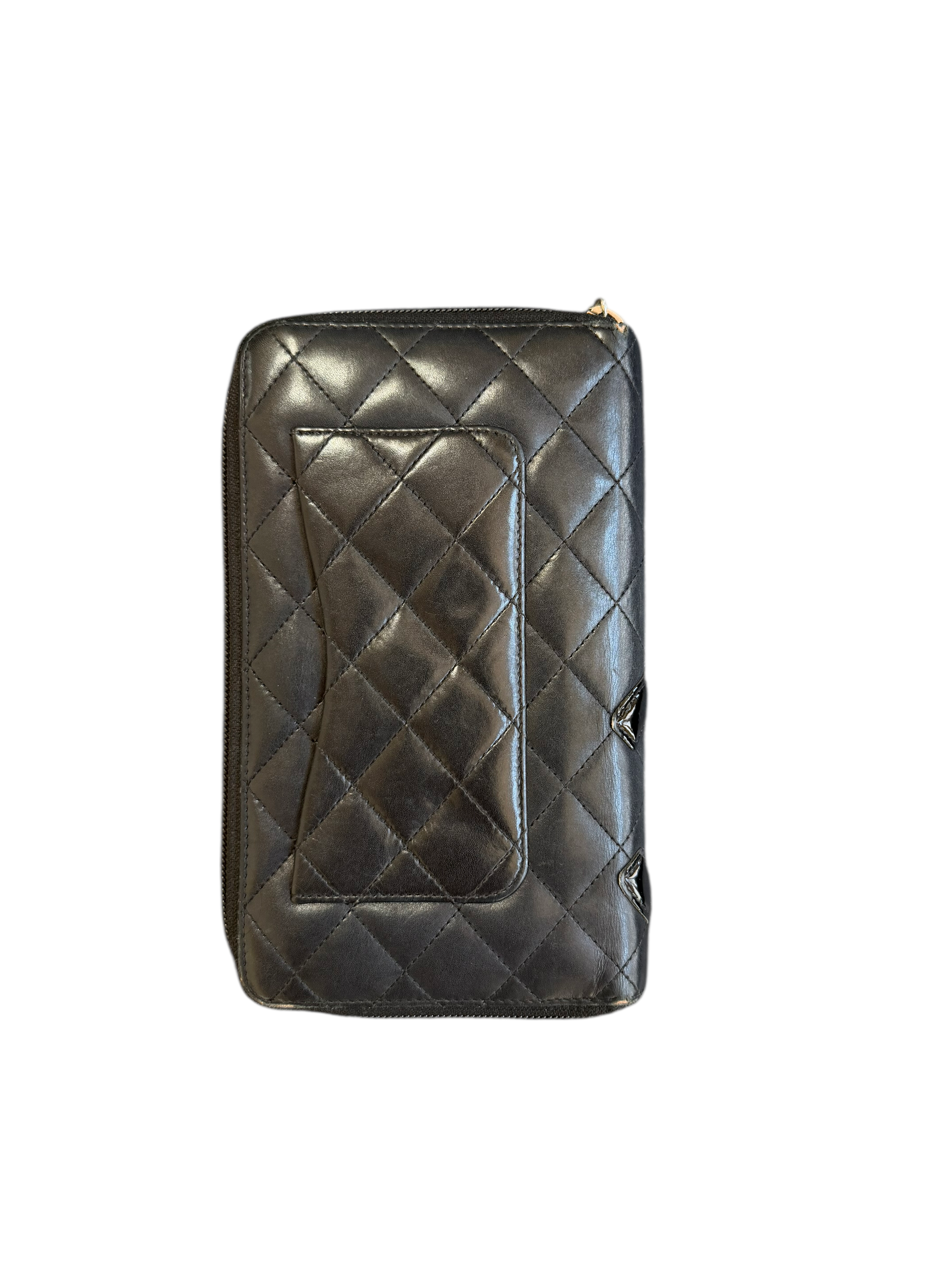 chanel 2000s black cambon wallet clutch