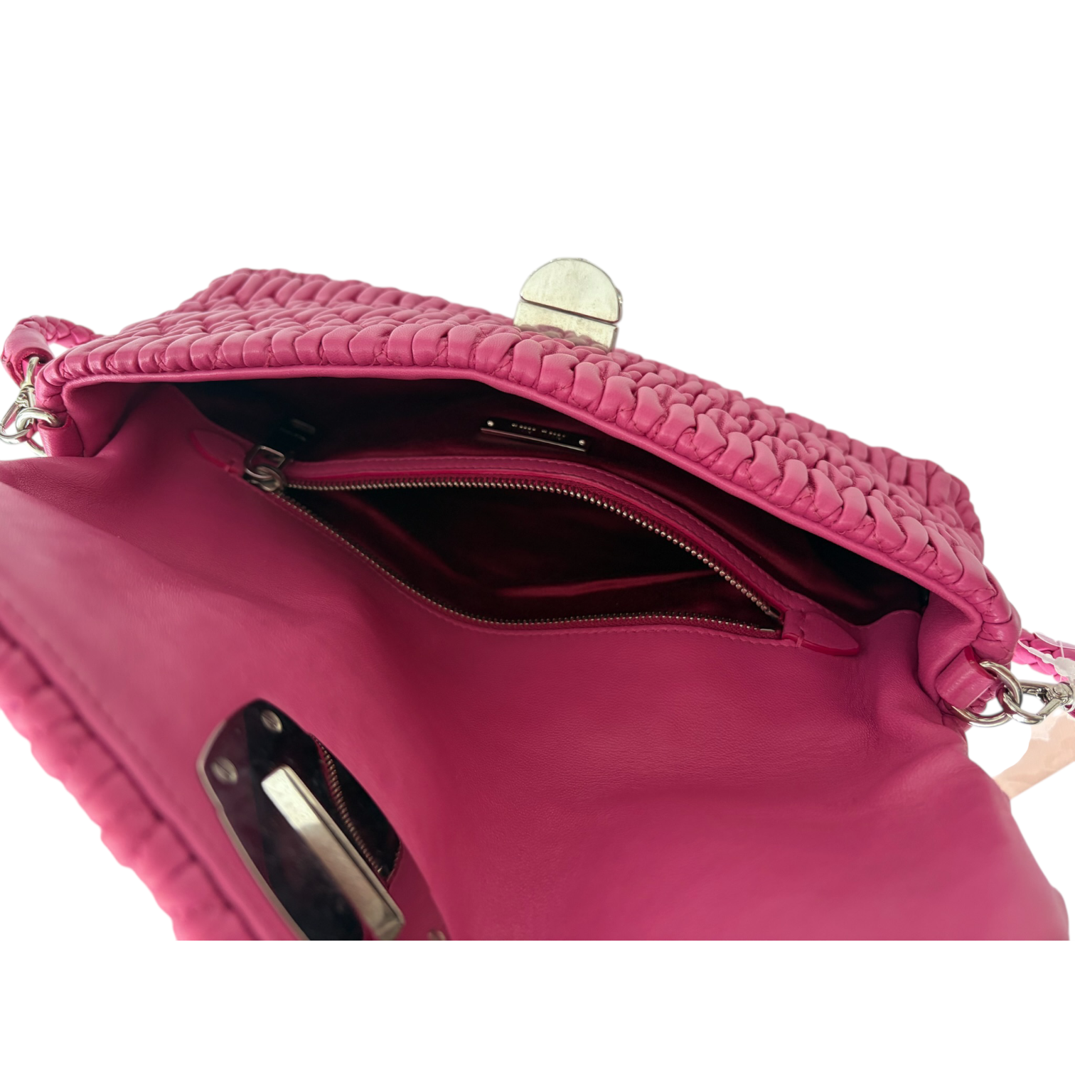miu miu pink matelassé shoulder bag
