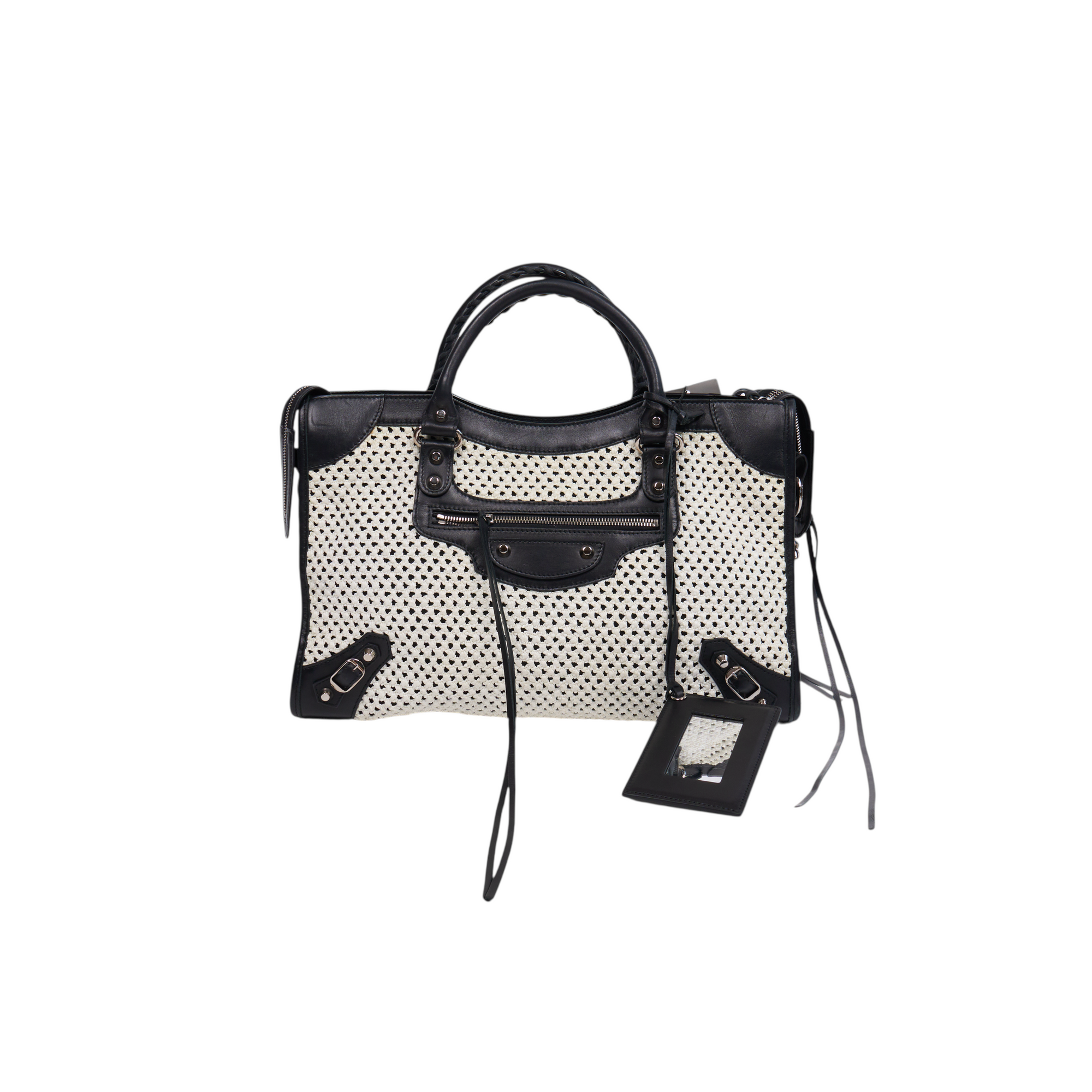 balenciaga black and white city bag