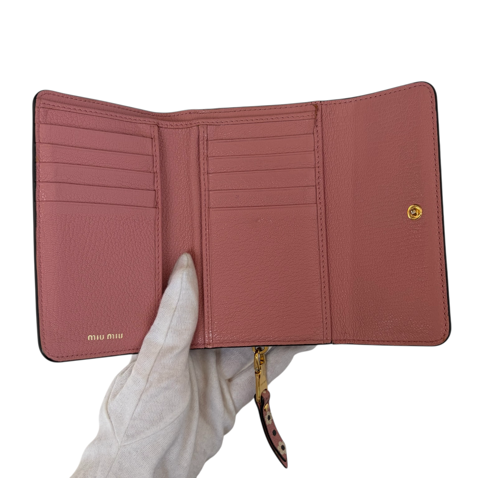 miu miu pink flower wallet