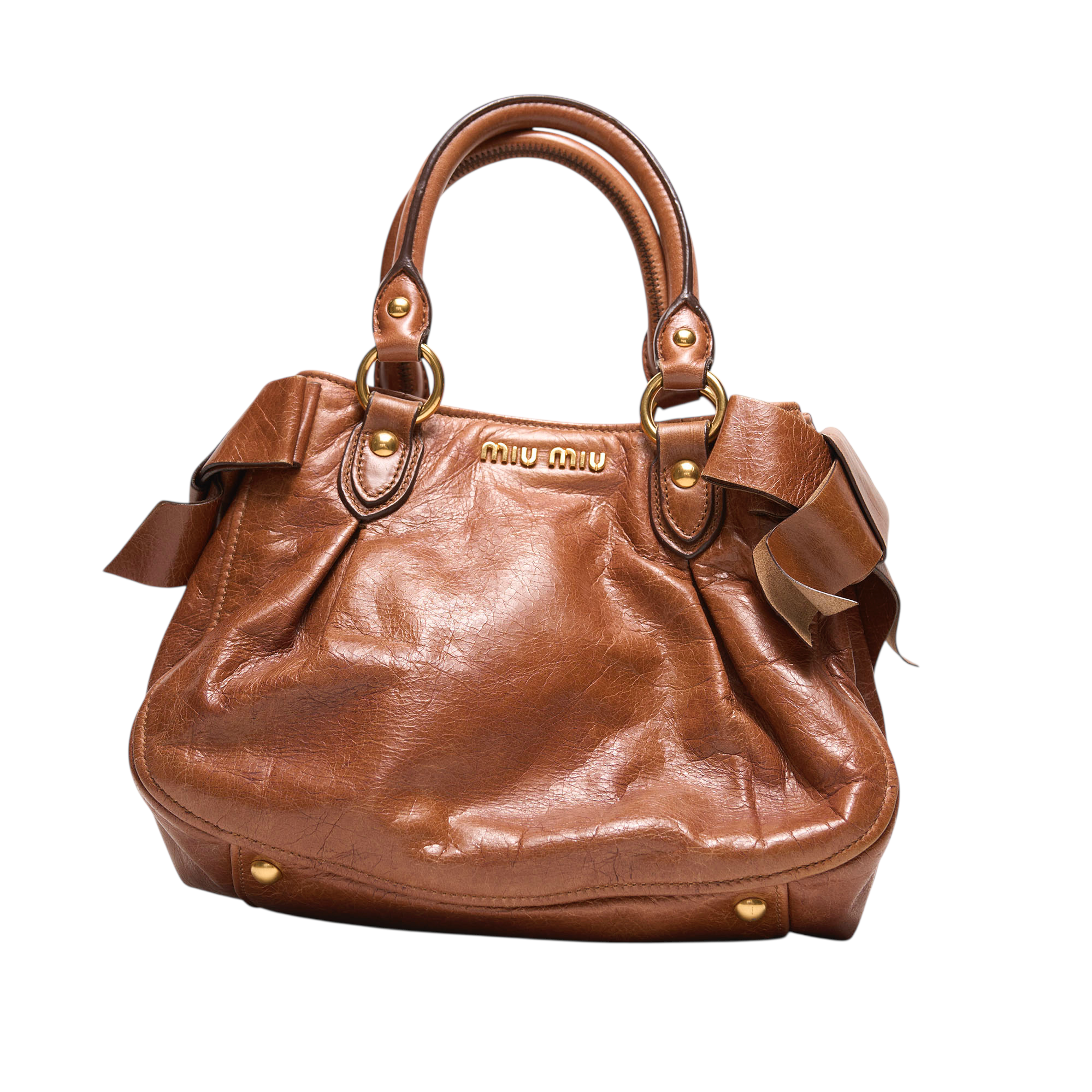 あ*す様 MIU MIU/archive leather handbag Miu Miu Archive Pony Hair Fur Cracked Leather bag – Amber