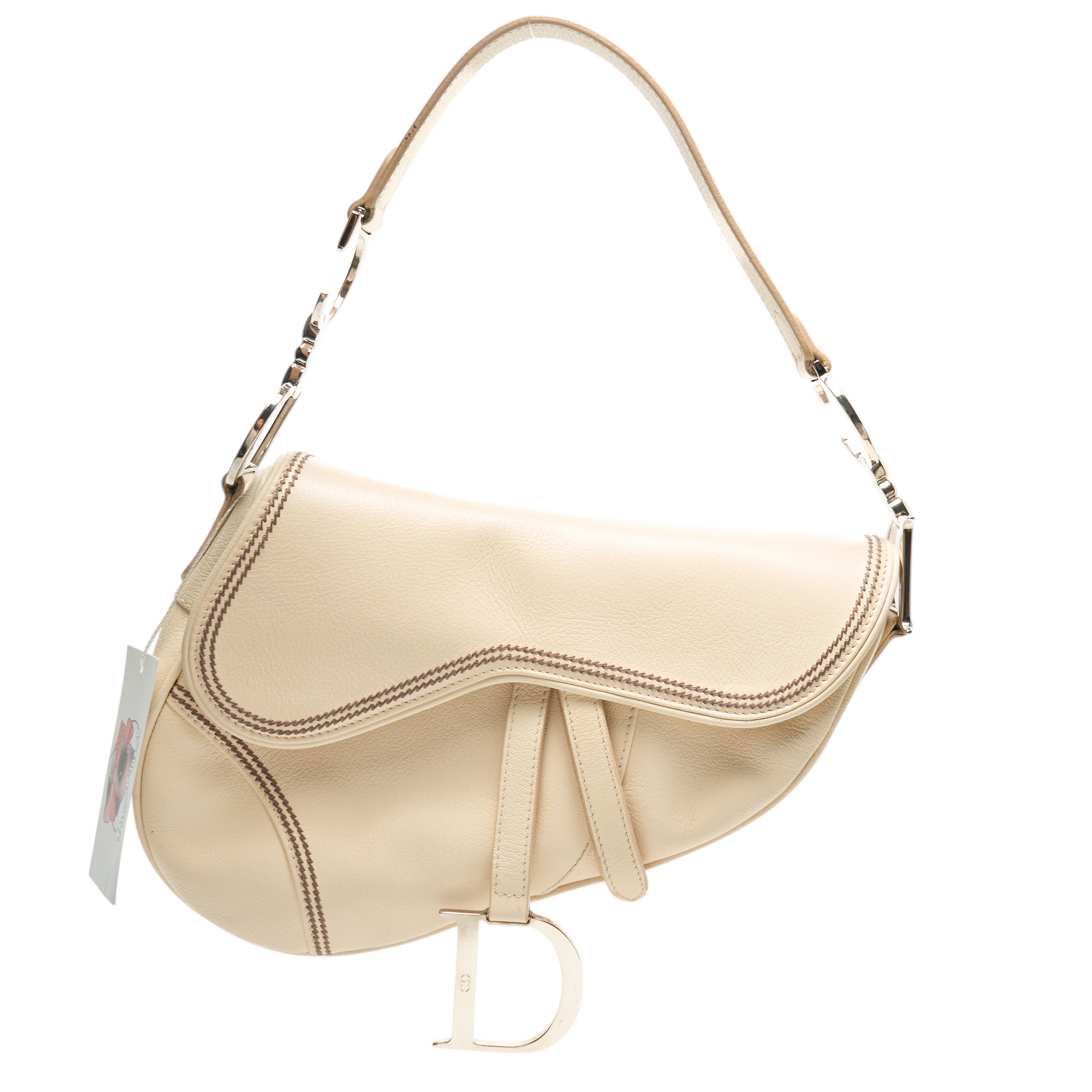christian dior 2000s white saddle bag