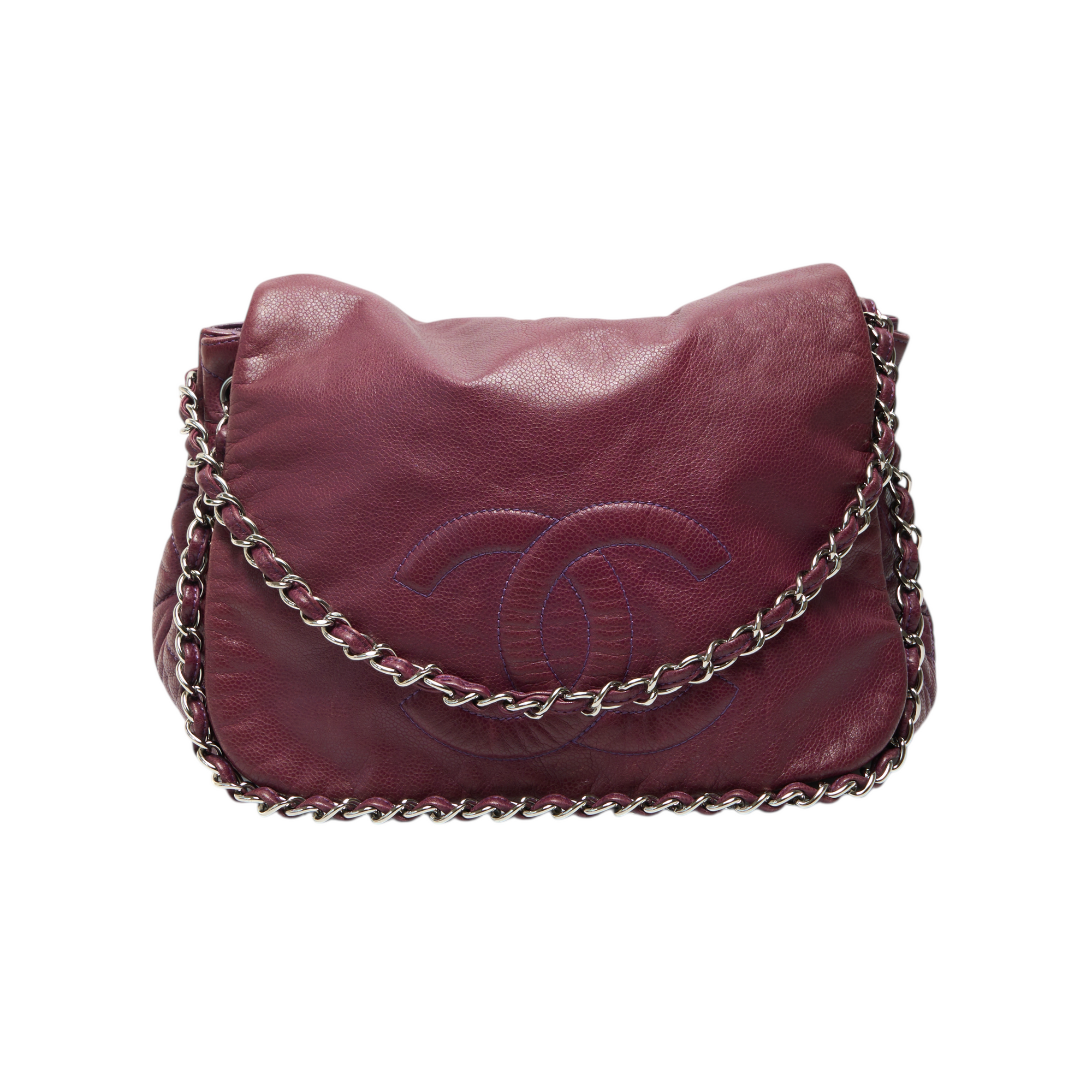 chanel 2000s purple large accordion flap bag
