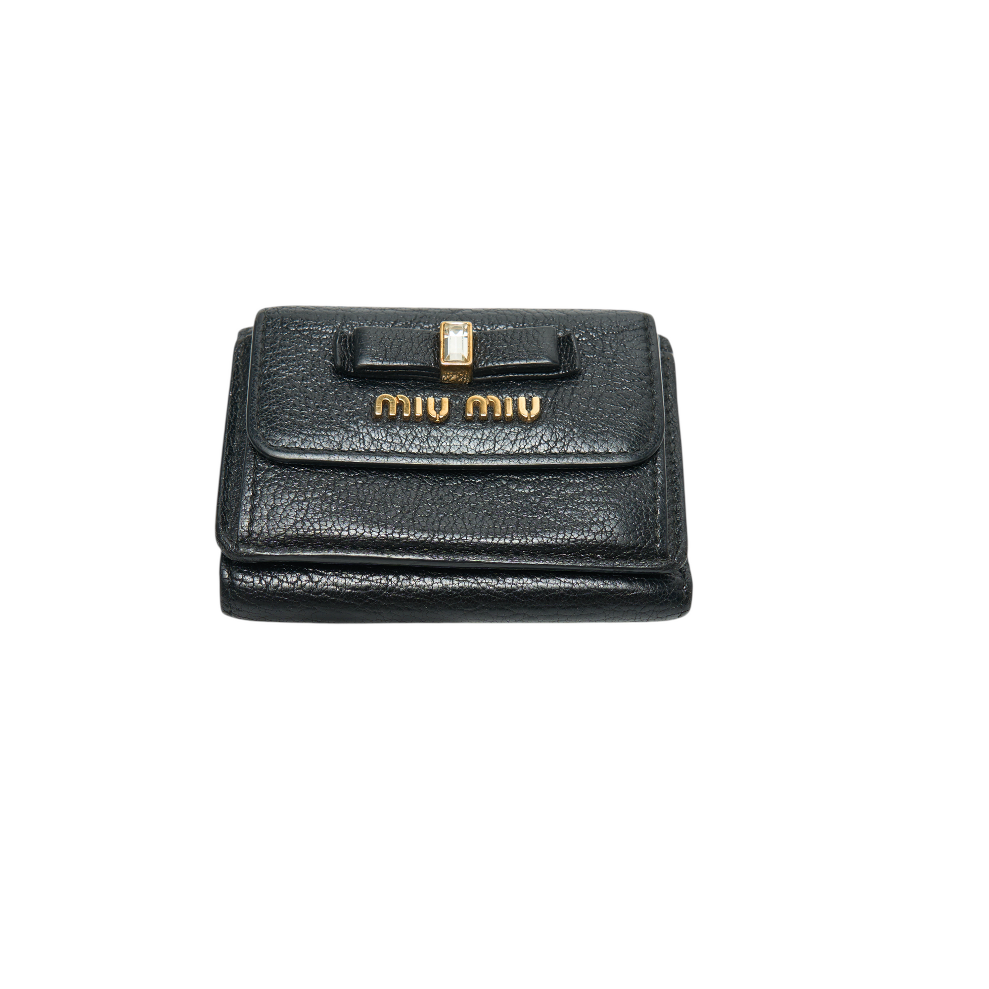 miu miu black bow mini wallet