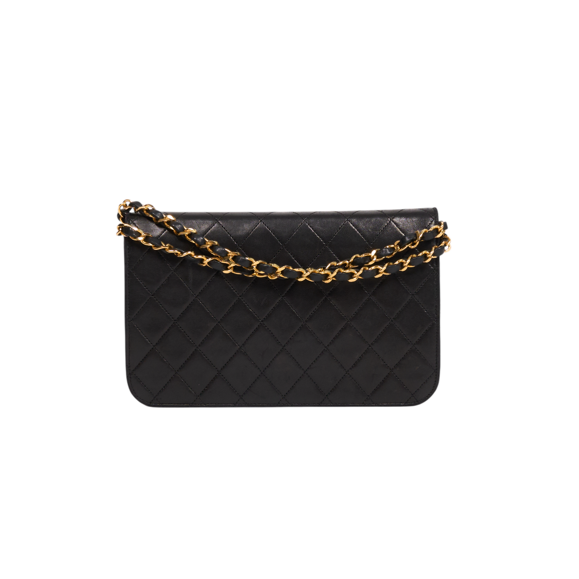 chanel 2000s black leather wallet on chain bag
