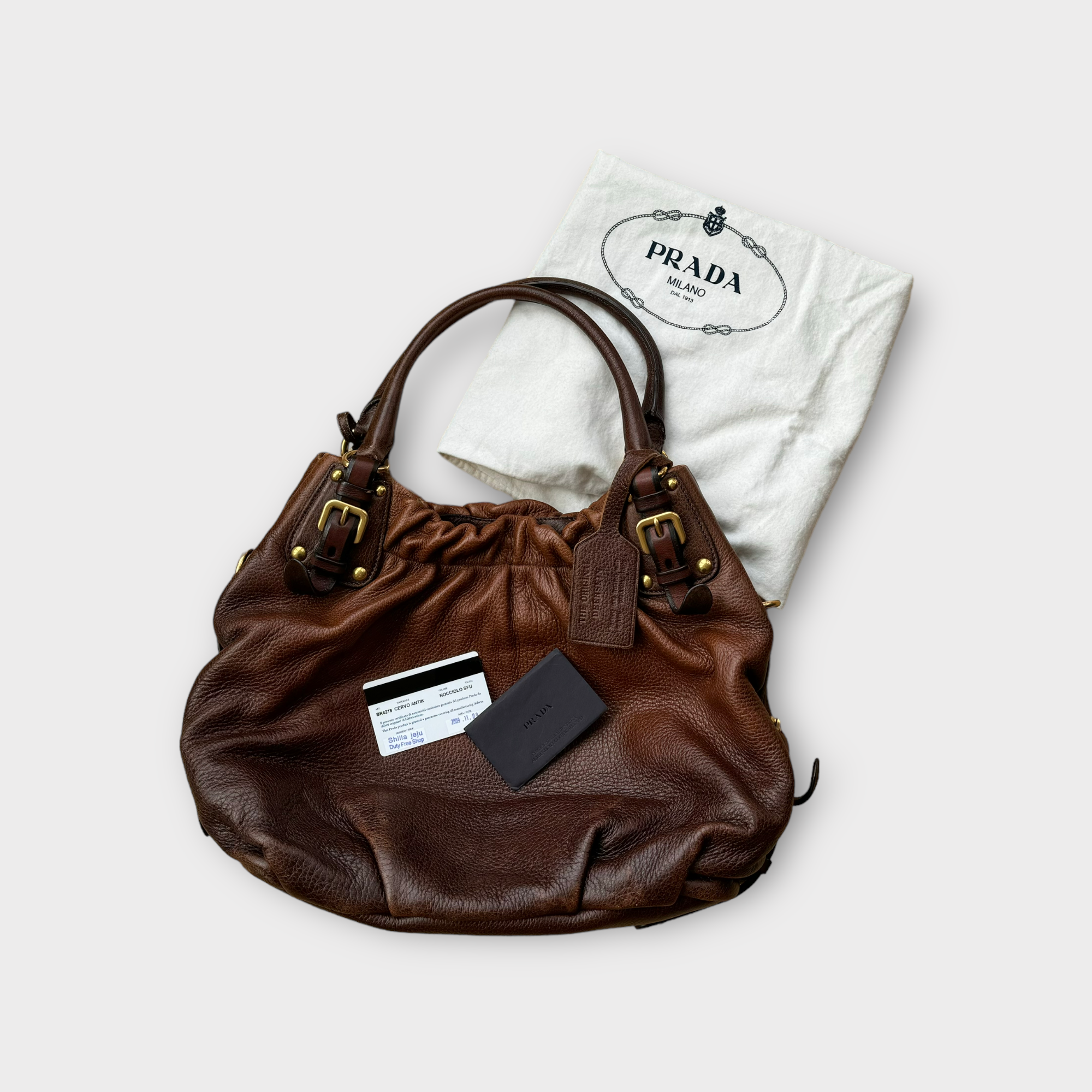 prada 2000s brown shoulder bag