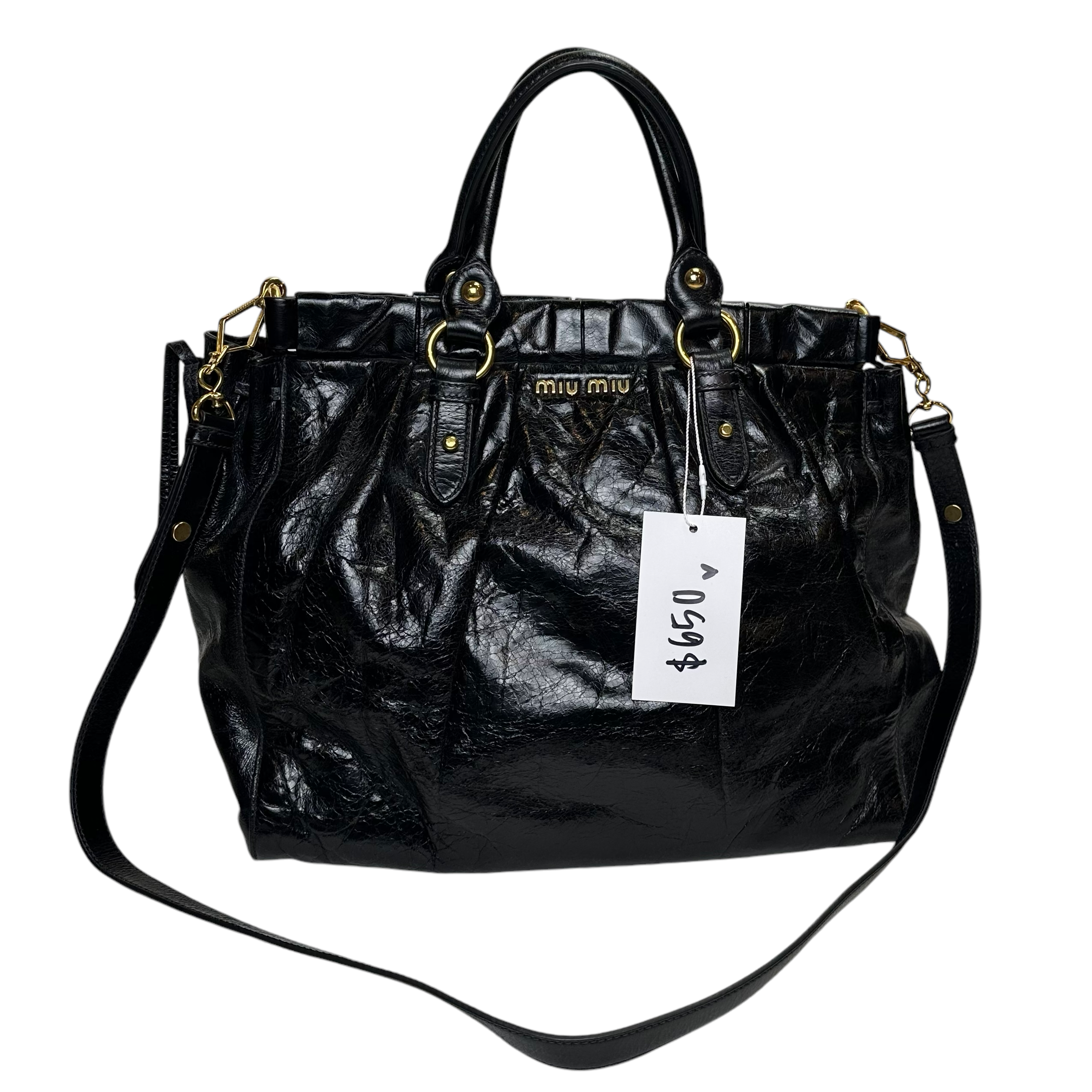 美品☆　miumiu vittelo lux archive ribon MIU MIU(ミュウミュウ) Vitello Lux Ribbon2WAYショルダーバッグ