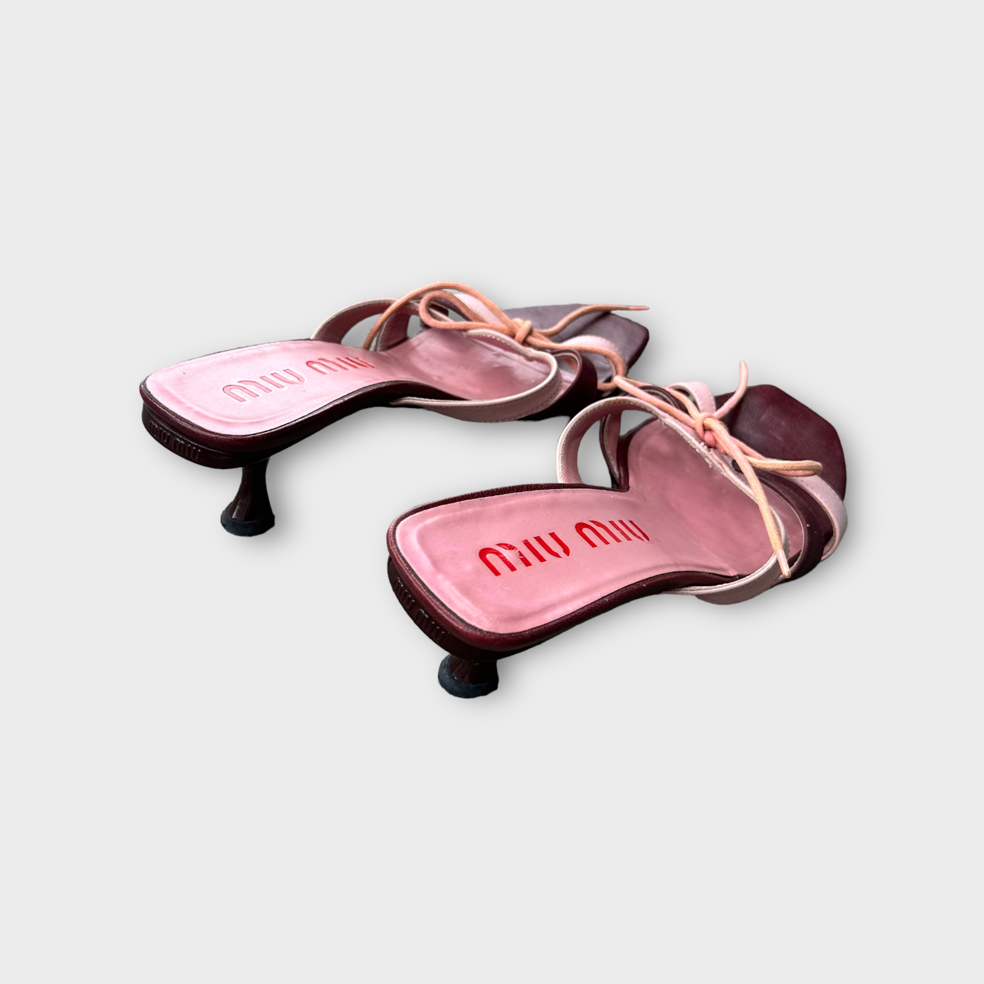 miu miu 2000s pink bow kitten heels