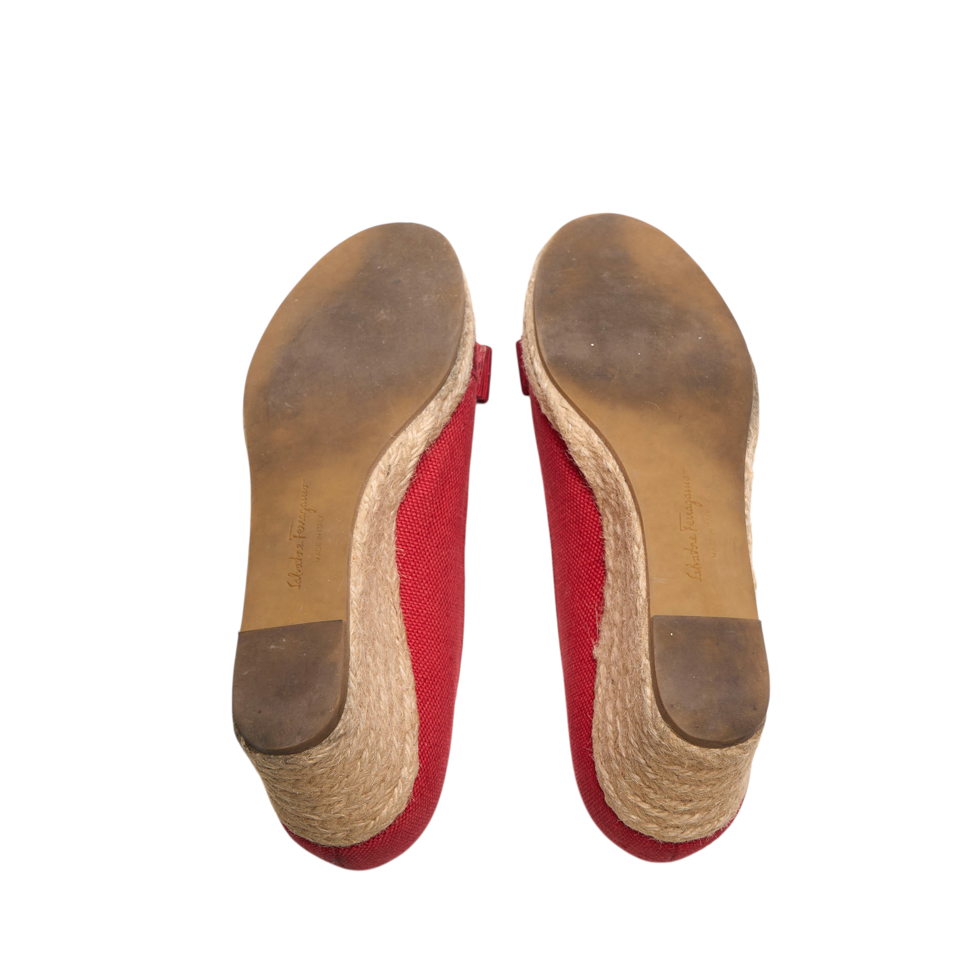 salvatore ferragamo red wedge heels