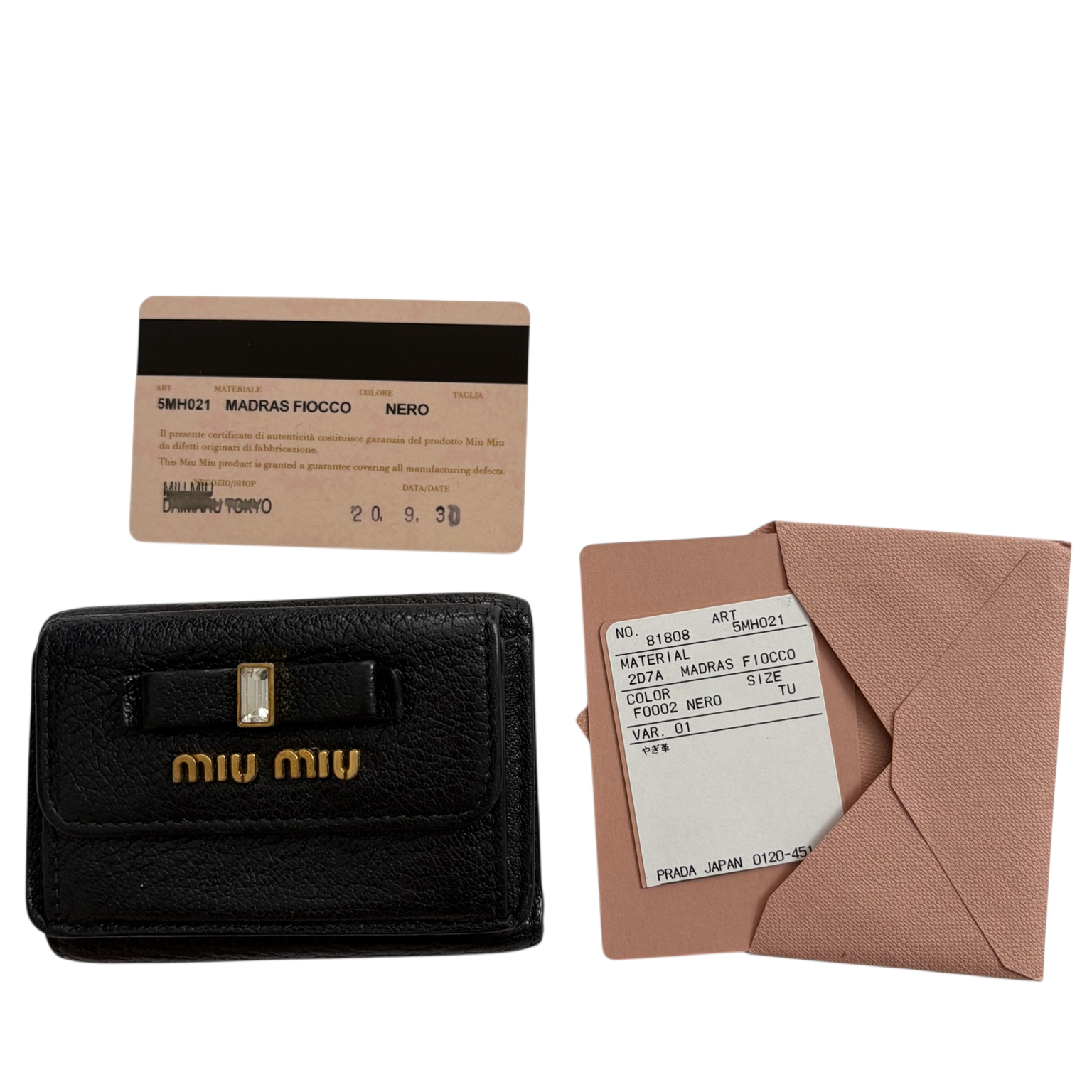 miu miu black bow mini wallet