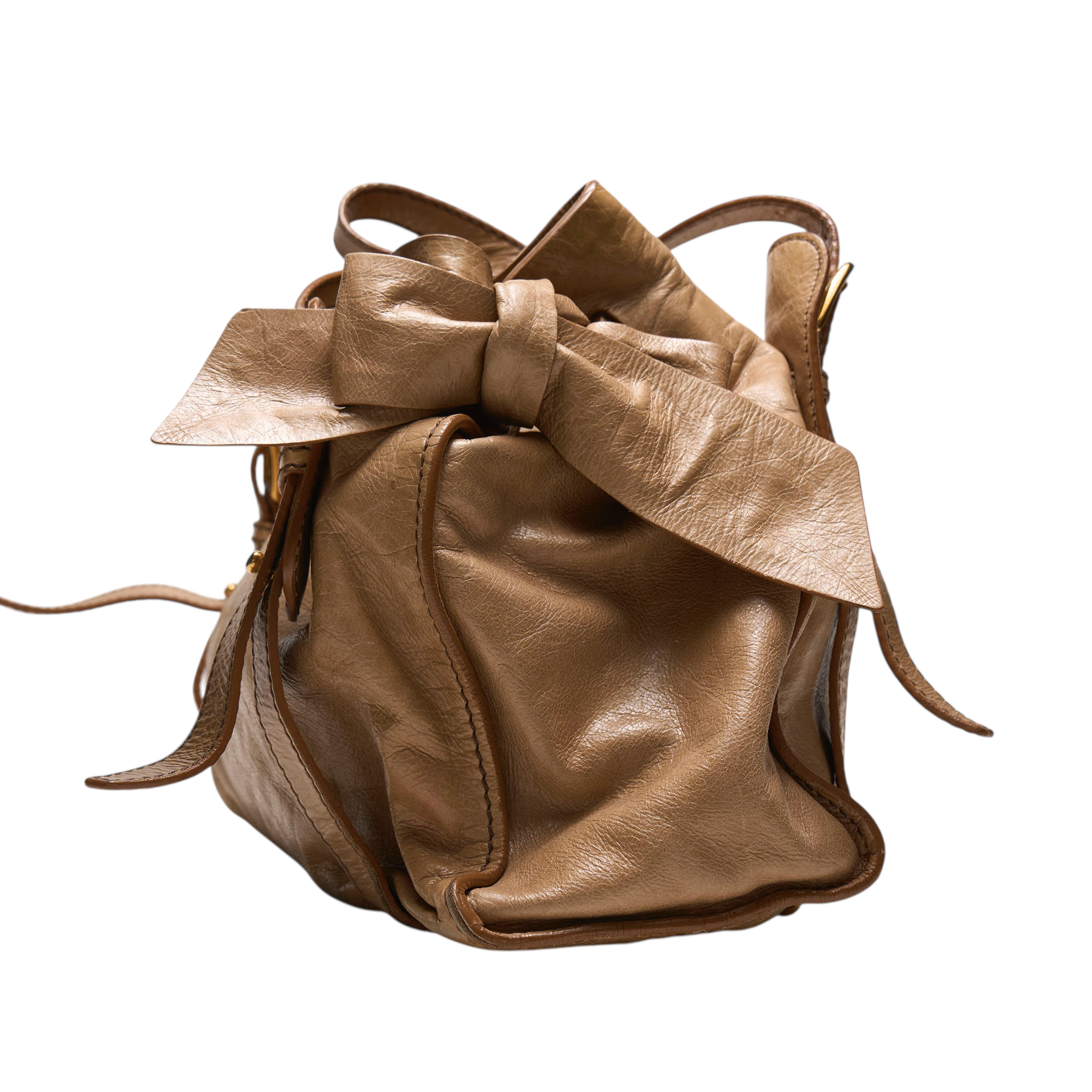 miu miu 2000s tan vitello bow bag