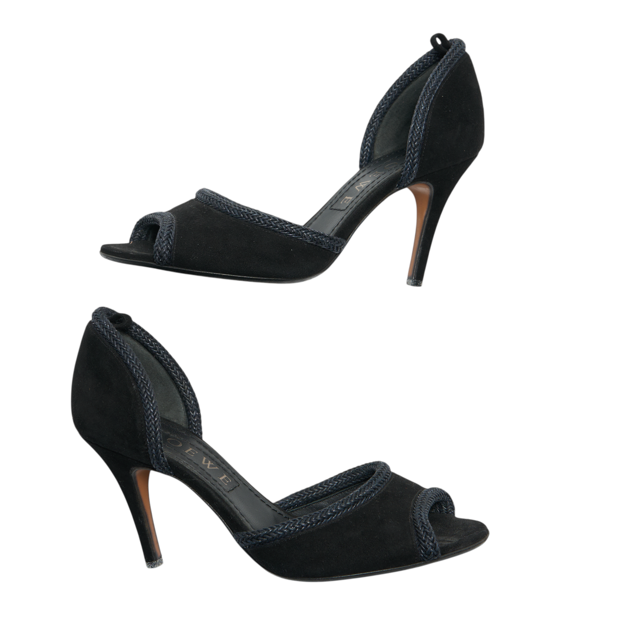 loewe 2000s black open toe heels