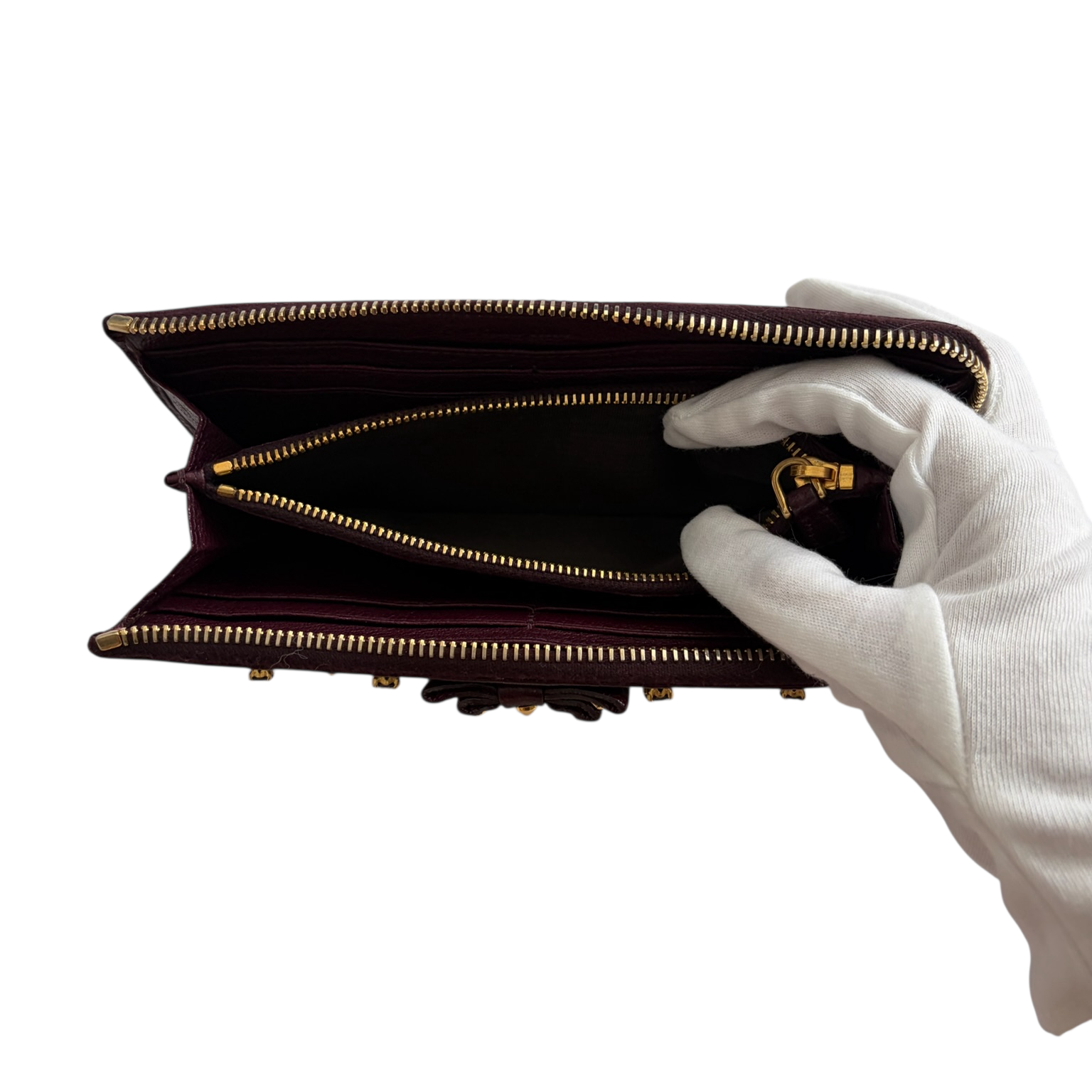 miu miu purple bow long wallet
