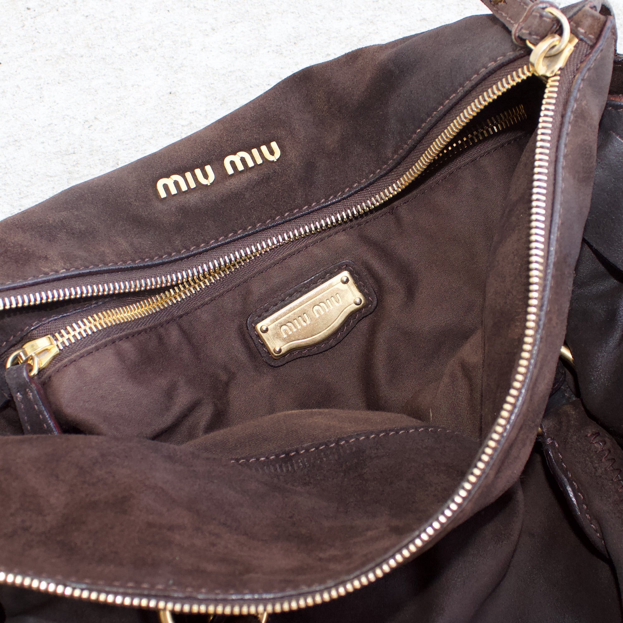 miu miu 2000s brown shoulder bag