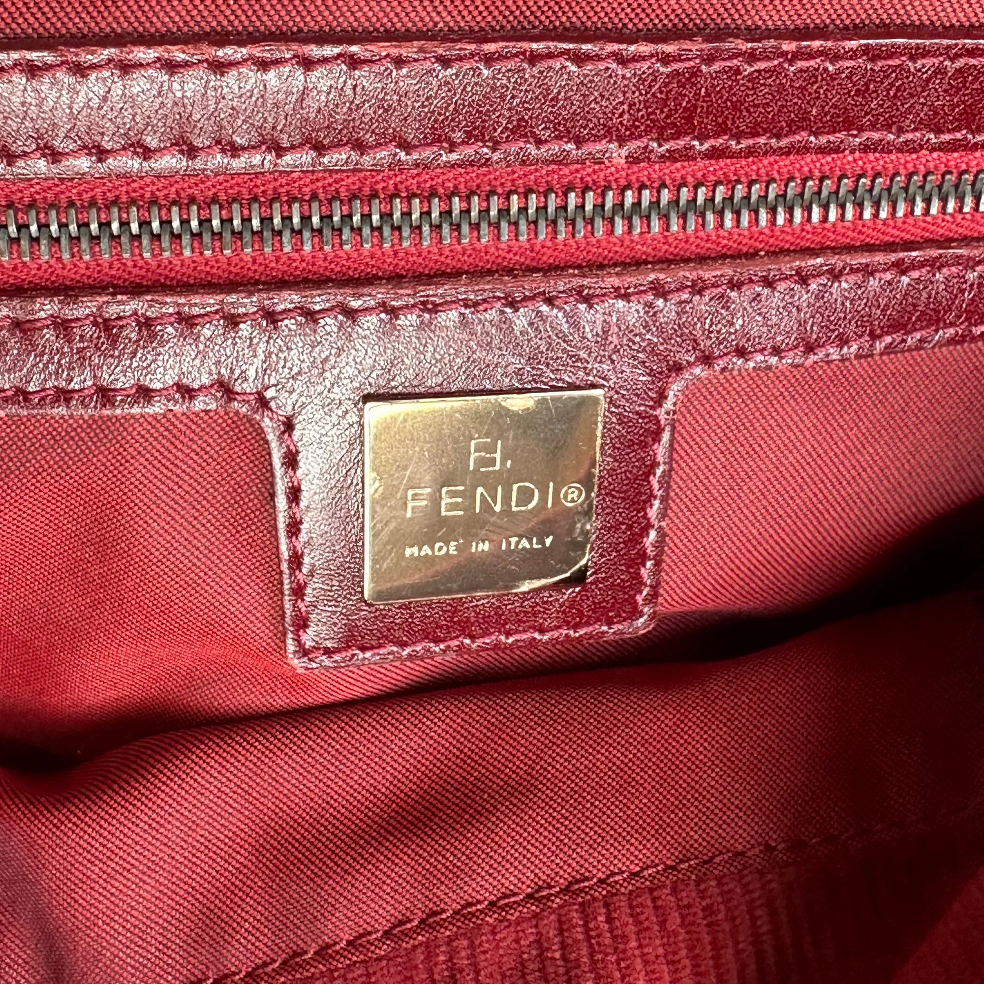 fendi 2000s red corduroy shoulder bag