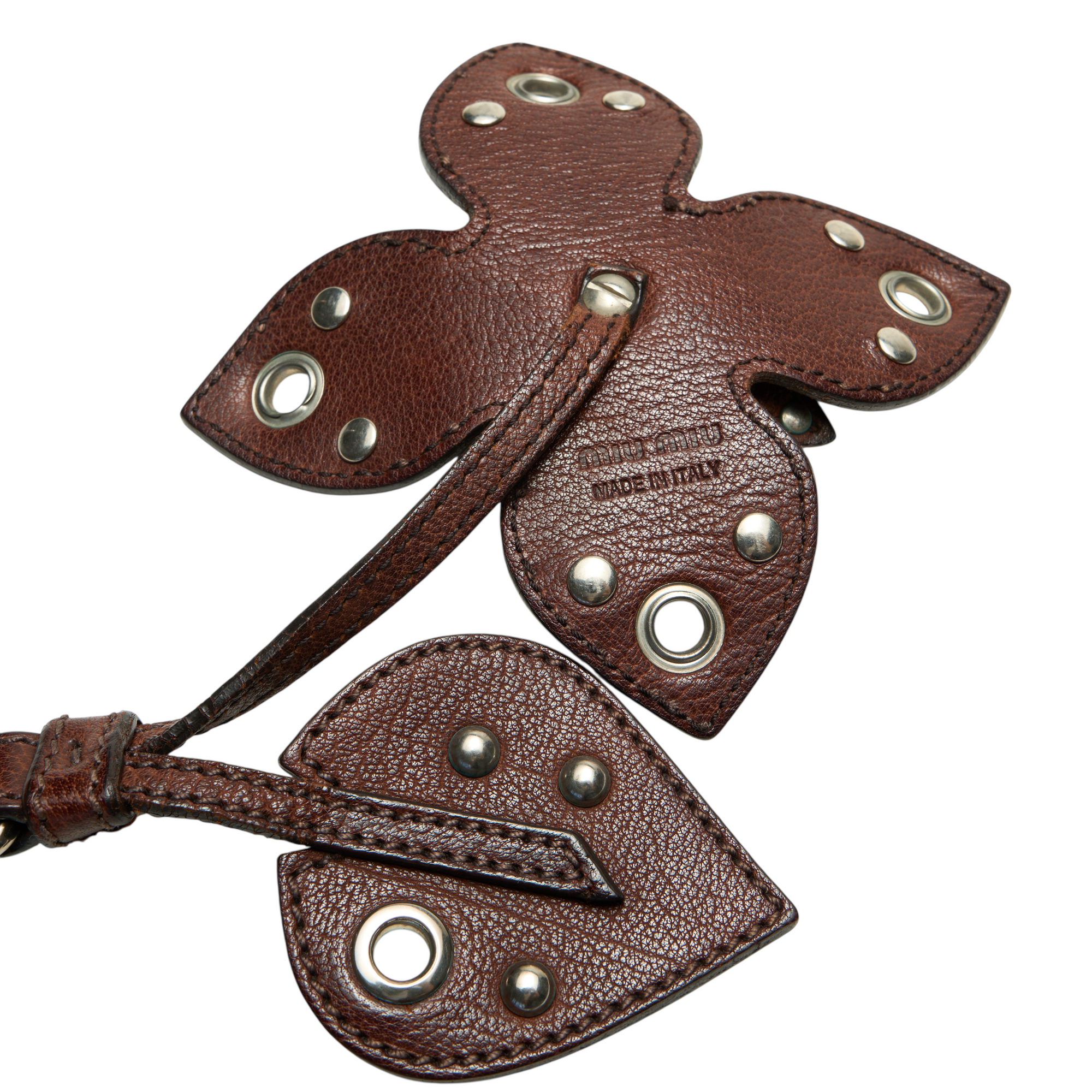 miu miu 2000s brown flower keychain