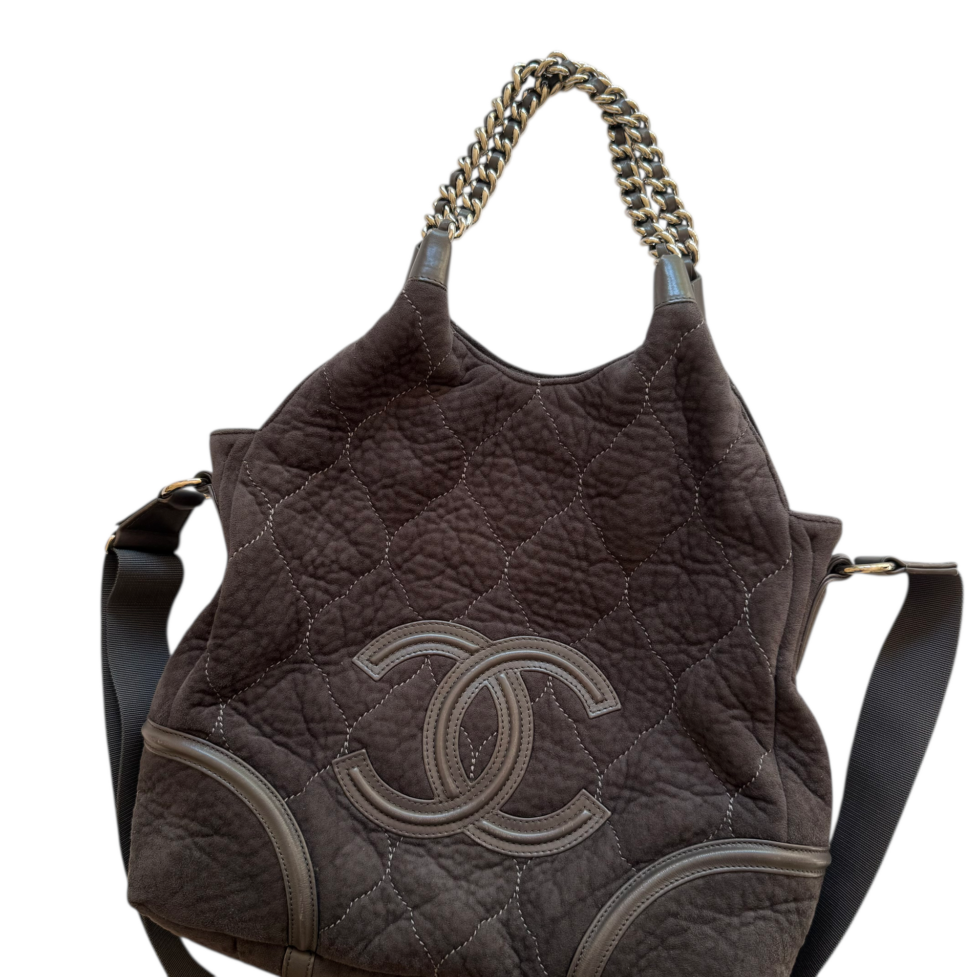 chanel gray 2000s shoulder bag